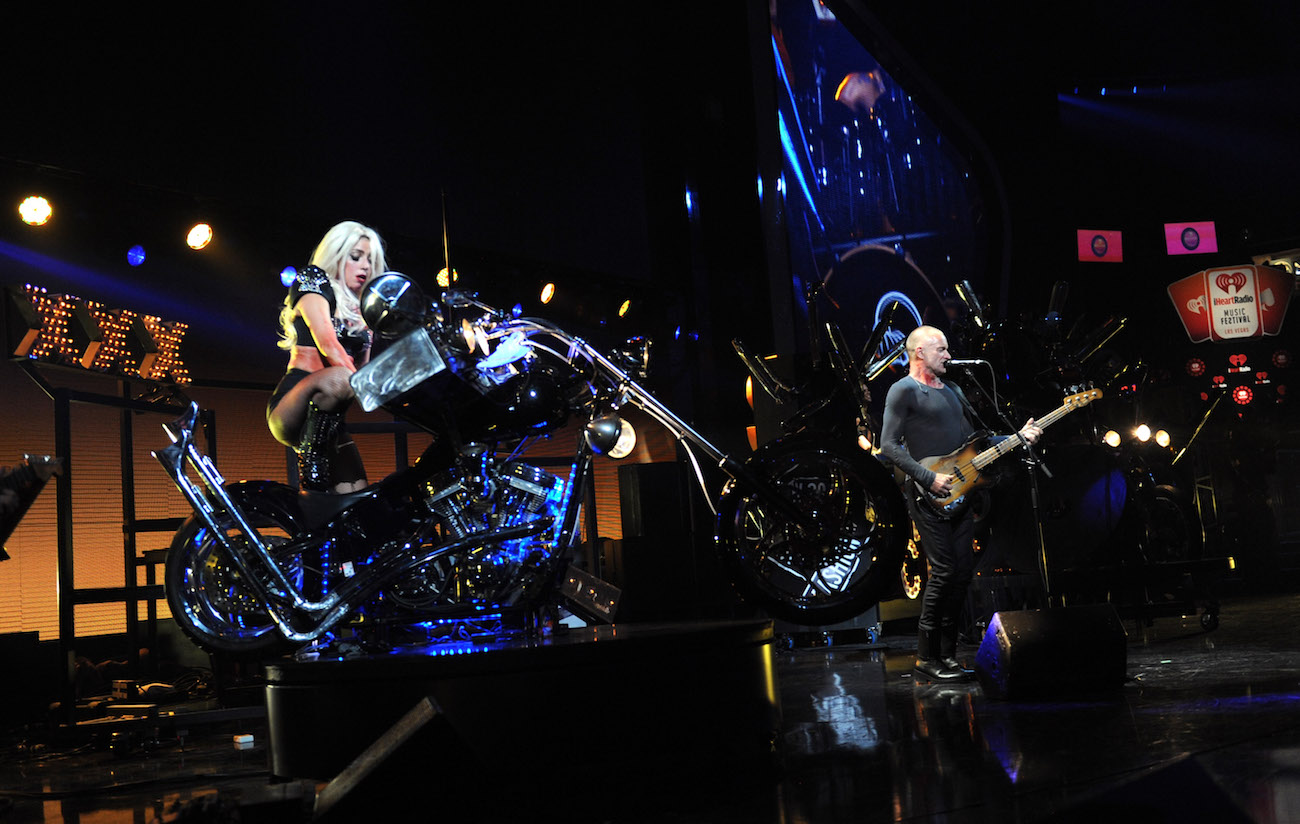 Lady Gaga and Sting performing at the iHeartRadio Music Festival 2011.