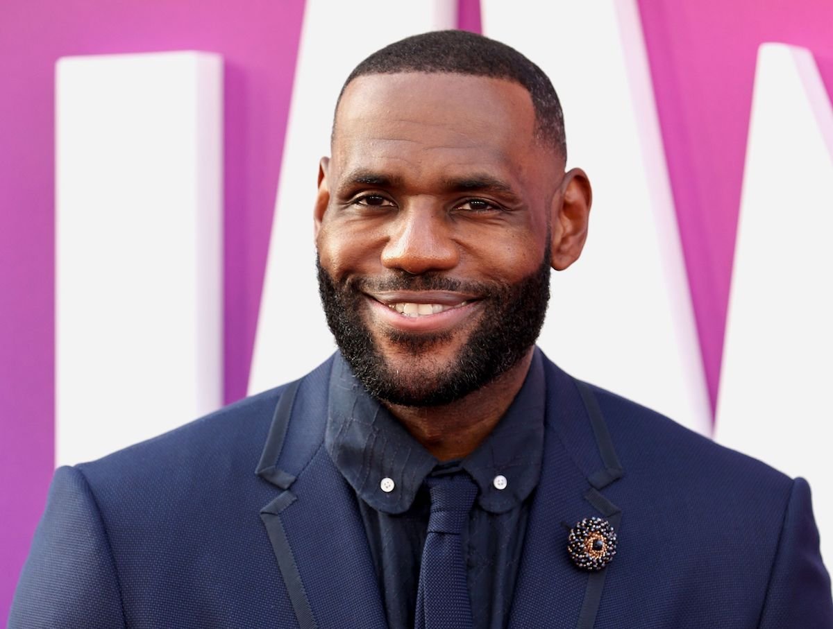 LeBron James on the red carpet in a blue suit