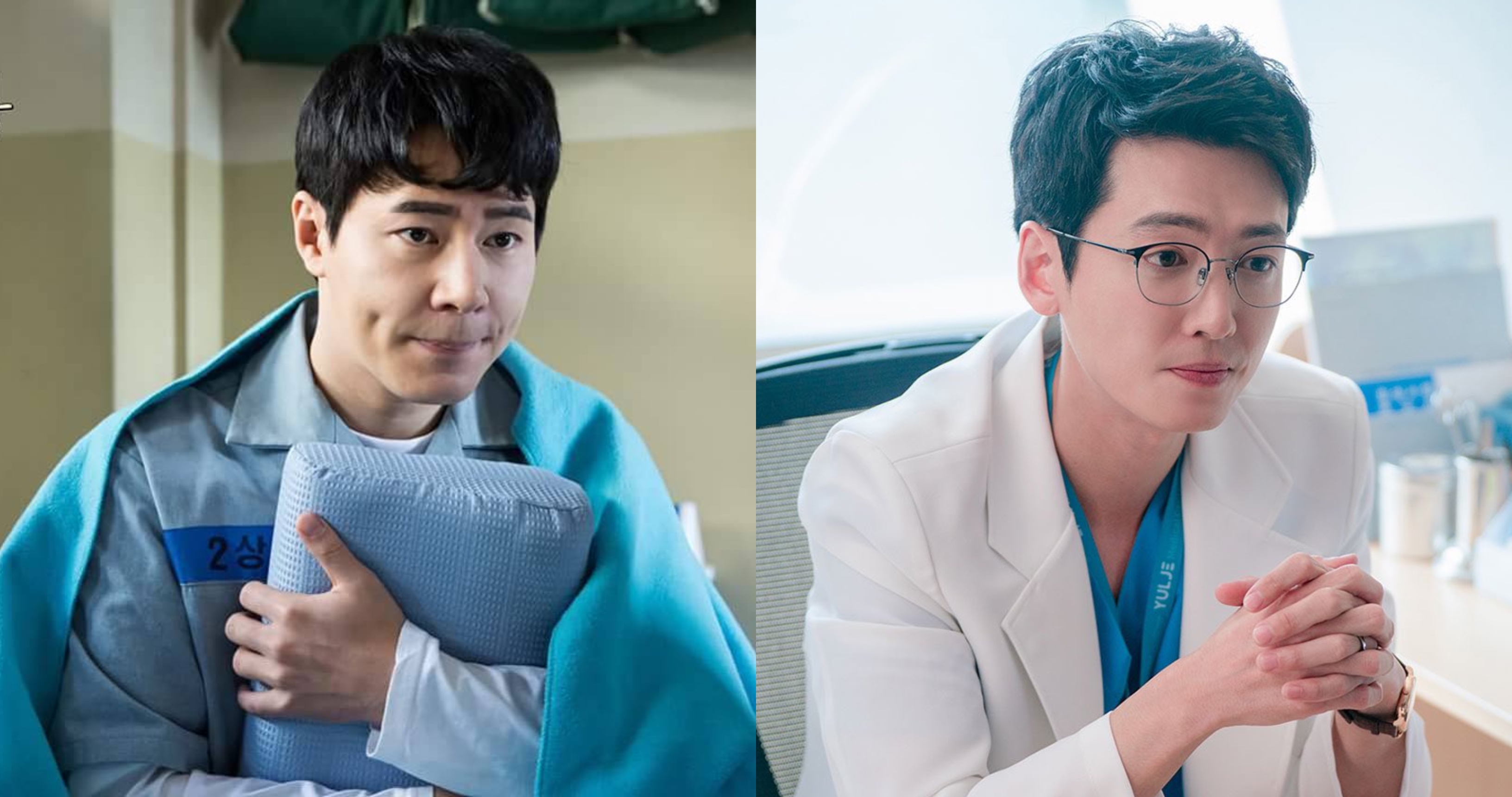 Lee Kyu-Hyung and Jung Kyung-Ho in 'Prison Playbook' and 'Hospital Playlist' wearing prison uniform and doctor's coat