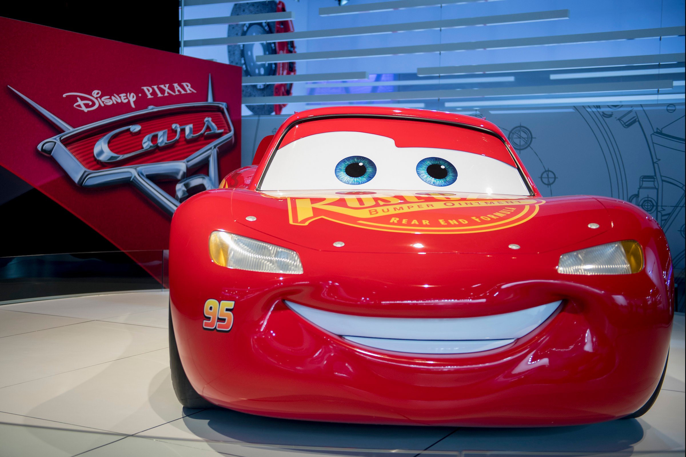 A recreation of Disney Pixar's Lightning McQueen on display
