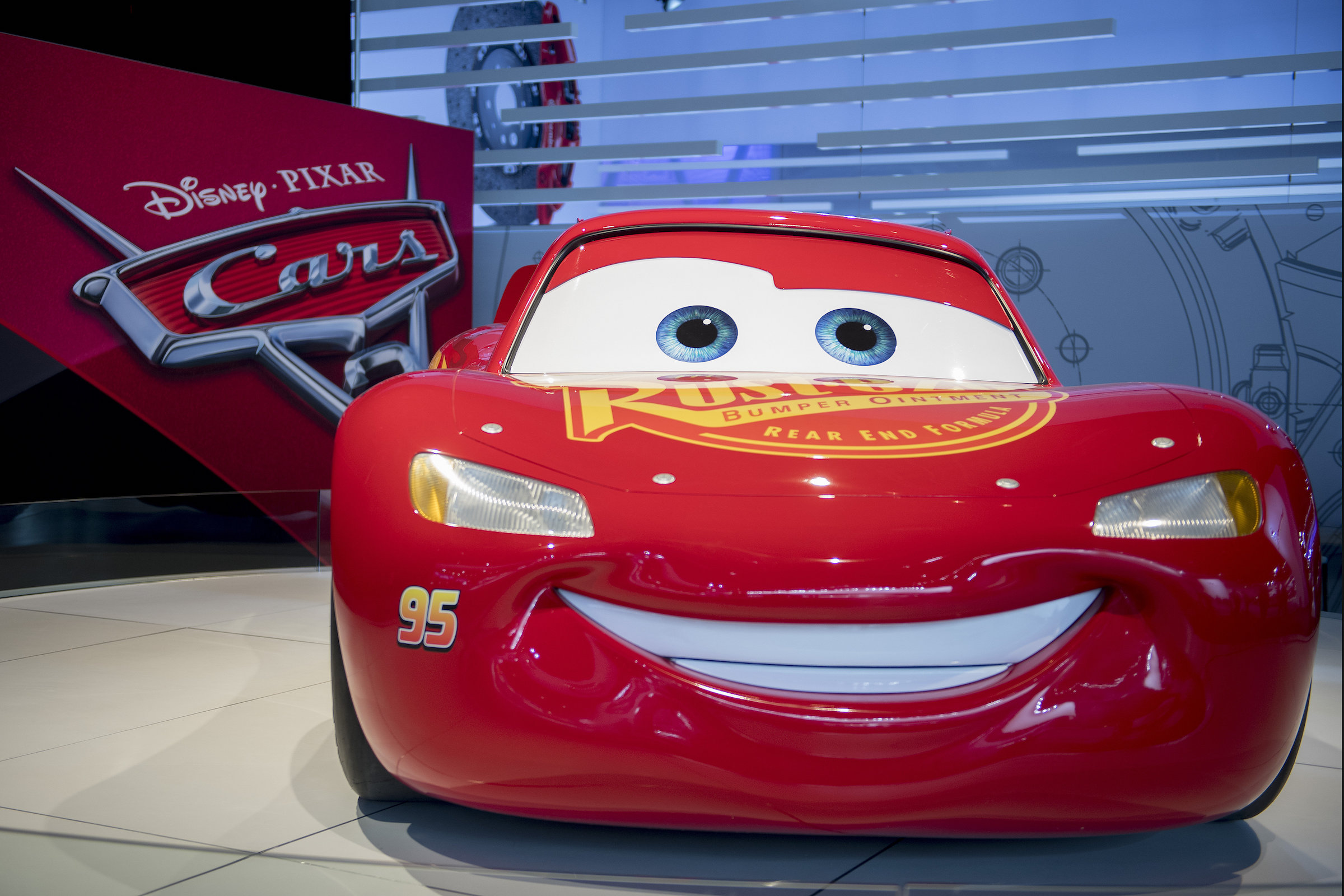 A recreation of Disney Pixar's Lightning McQueen on display
