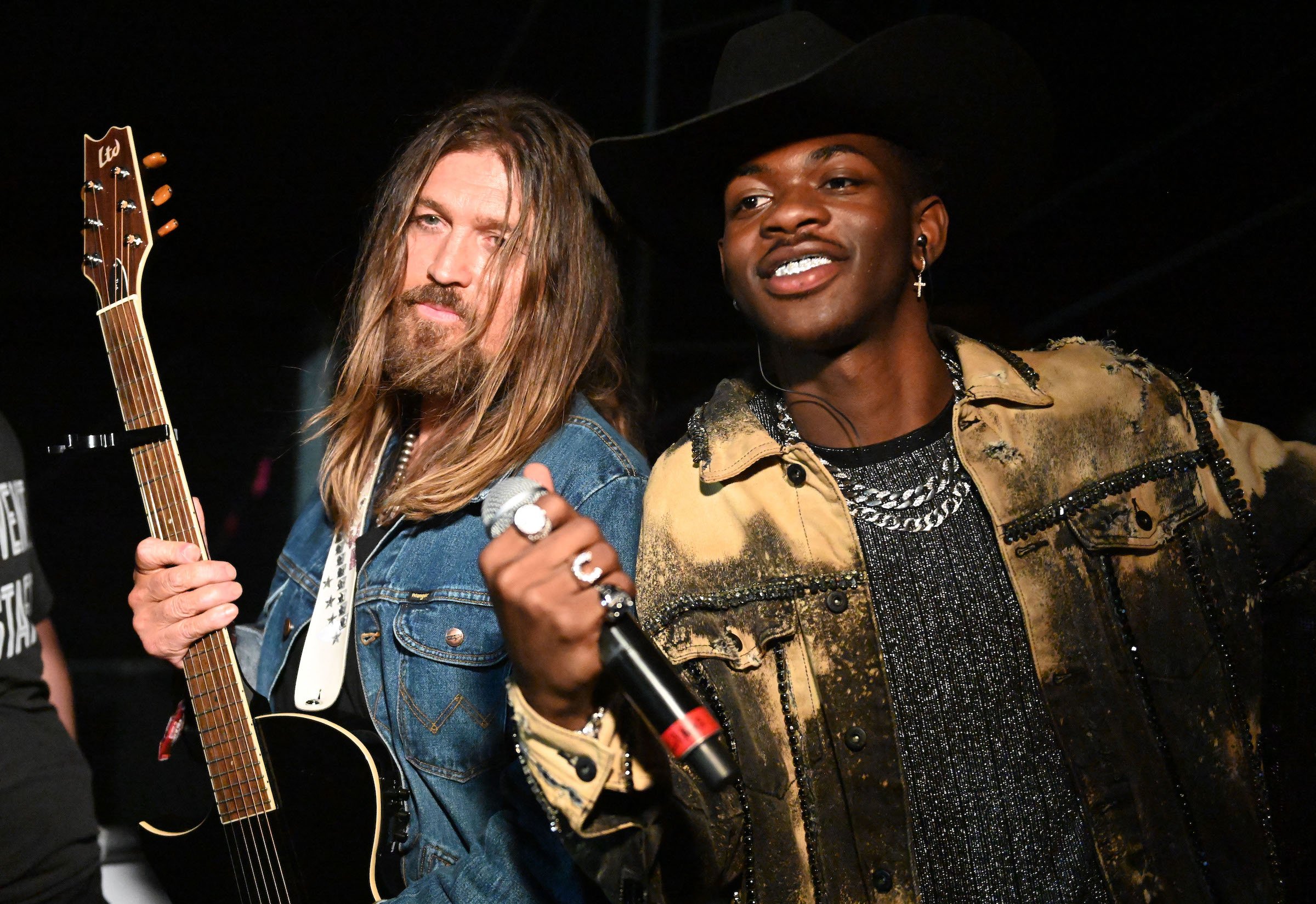 Billy Ray Cyrus and Lil Nas X attend Day 3 of the Stagecoach Music Festival