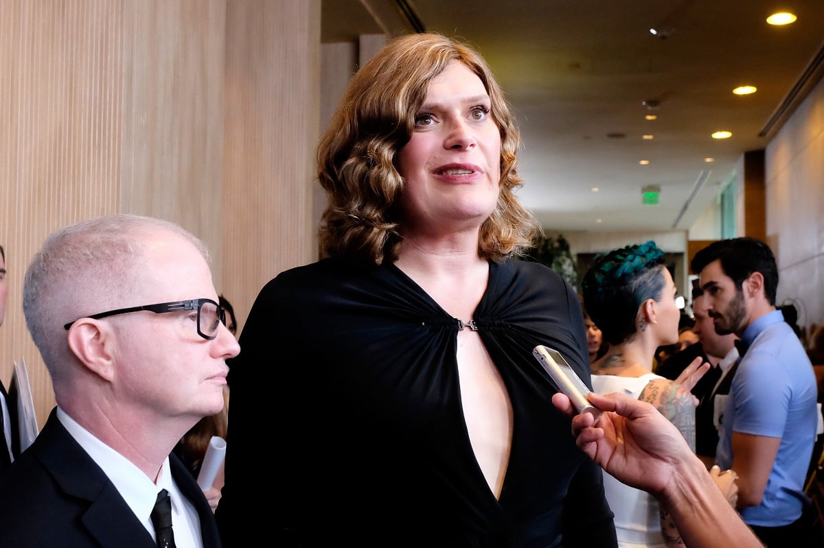Lilly Wachowski looks at the camera while being interviewed.