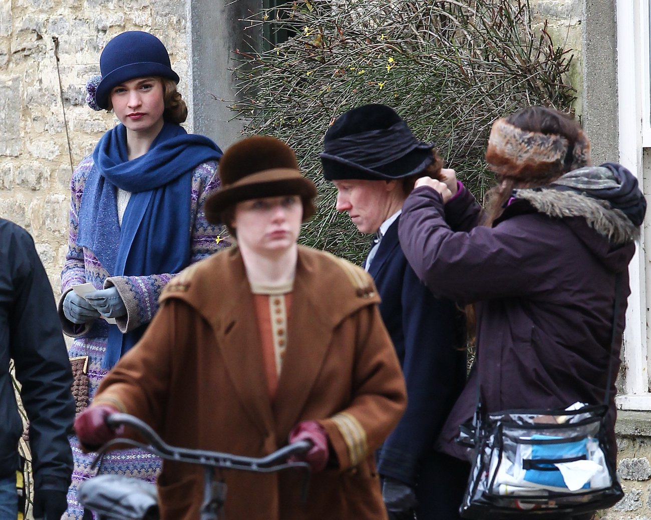 Lily James on the set of 'Downton Abbey.'