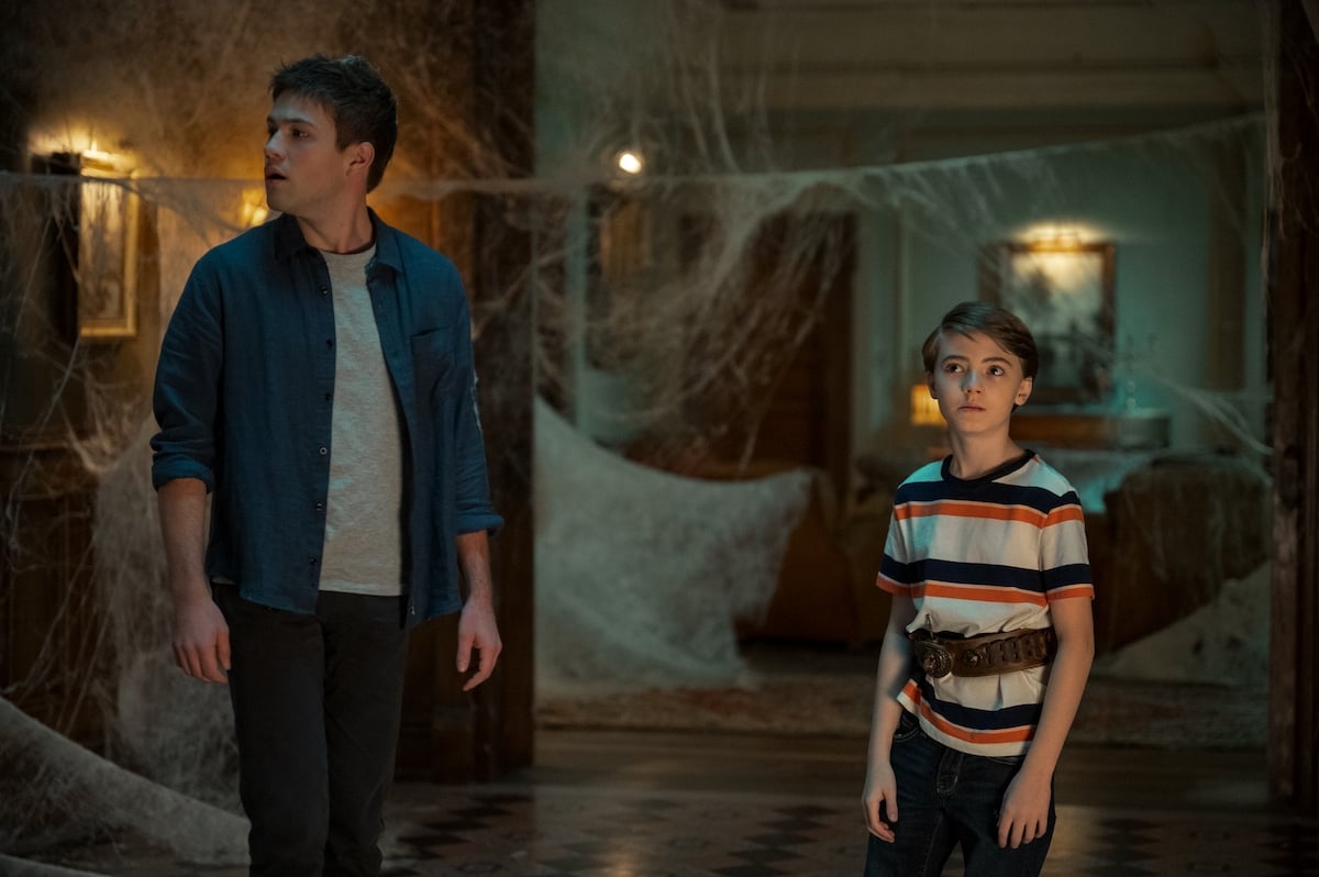 Tyler (Connor Jessup) and Bode (Jackson Robert Scott) look apprehensive in a scene from 'Locke & Key' Season 2.