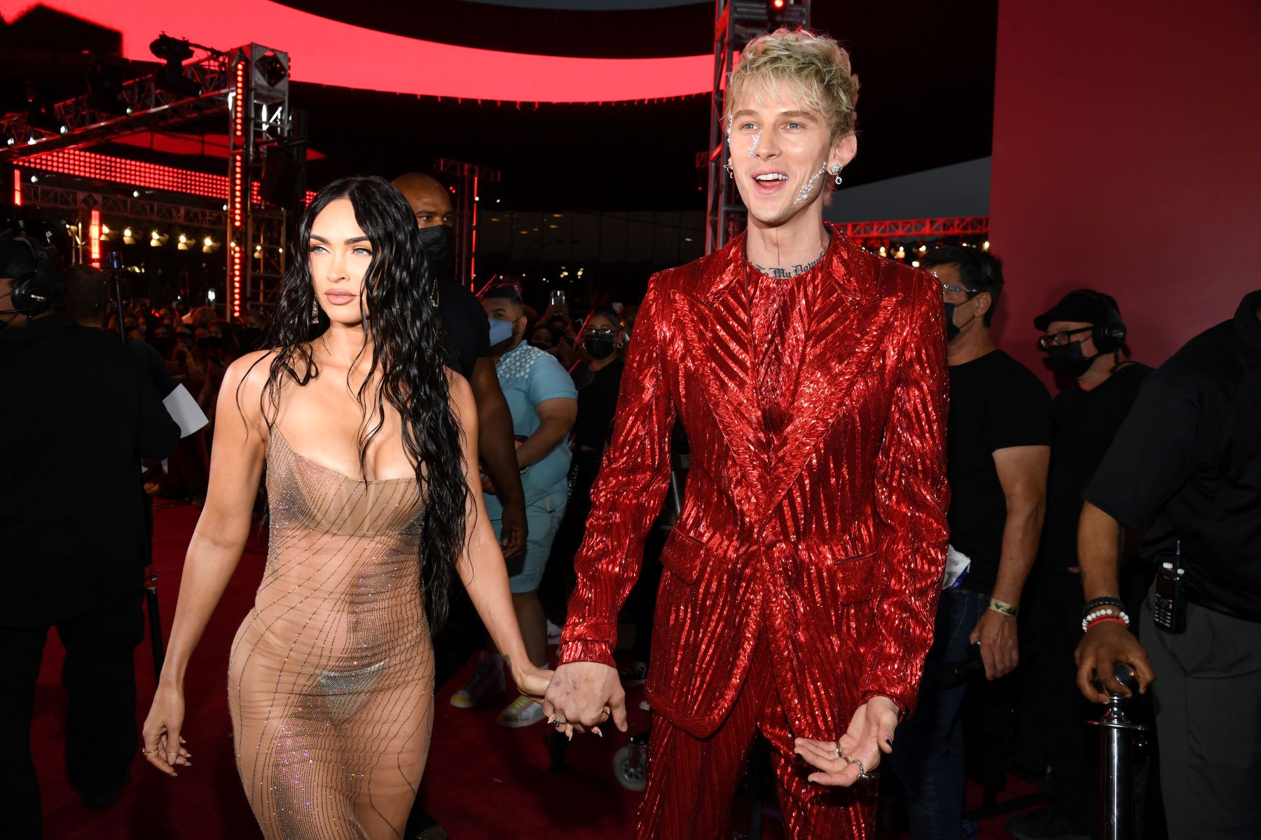 Megan Fox and Machine Gun Kelly at the 2021 MTV Video Music Awards at the Barclays Center in New York City