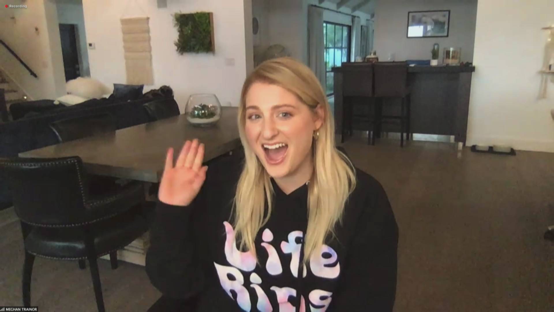 Meghan Trainor chats with James Corden from his garage on 'The Late Late Show with James Corden'