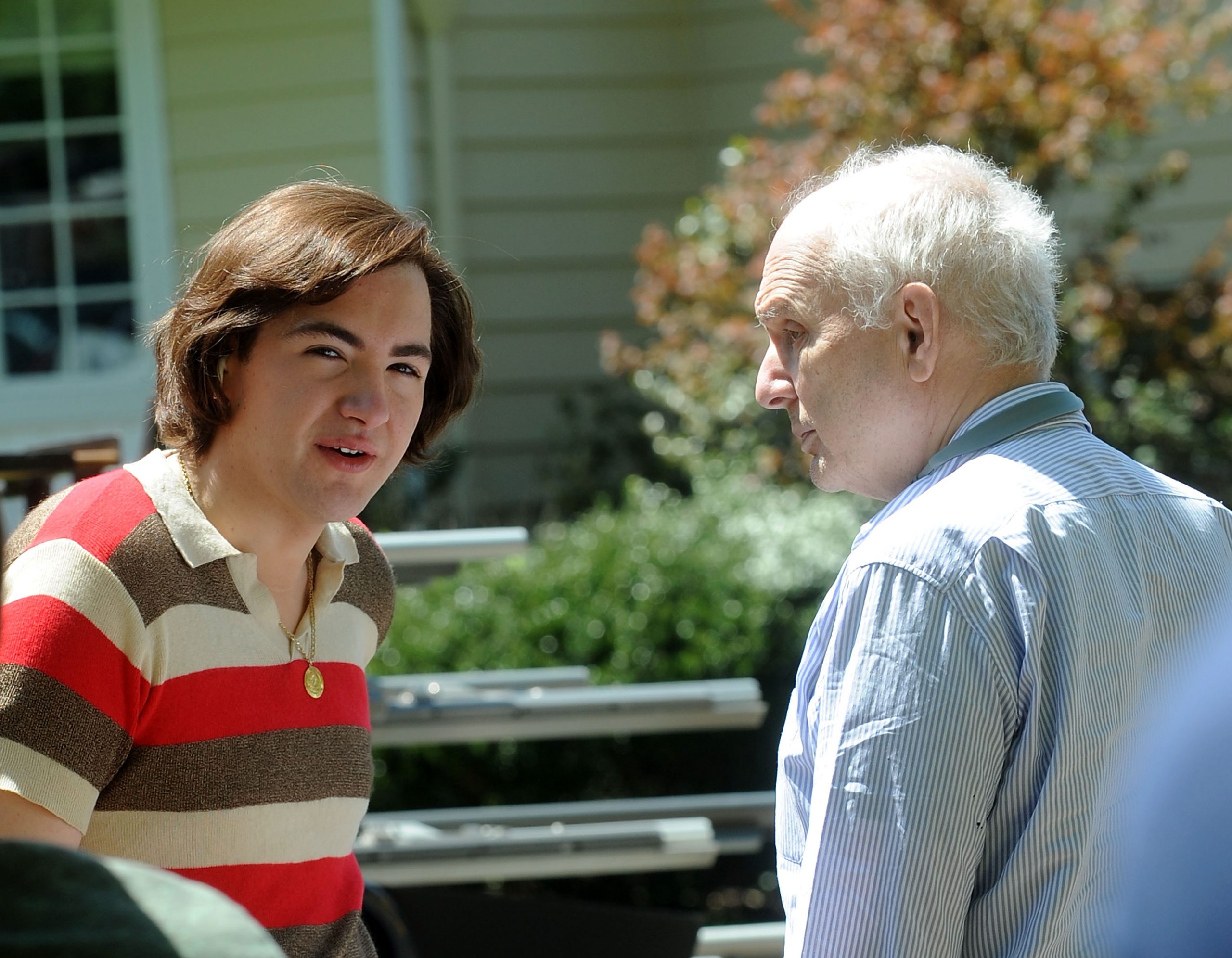 Michael Gandolfini talking to David Chase on the set of 'The Many Saints of Newark'