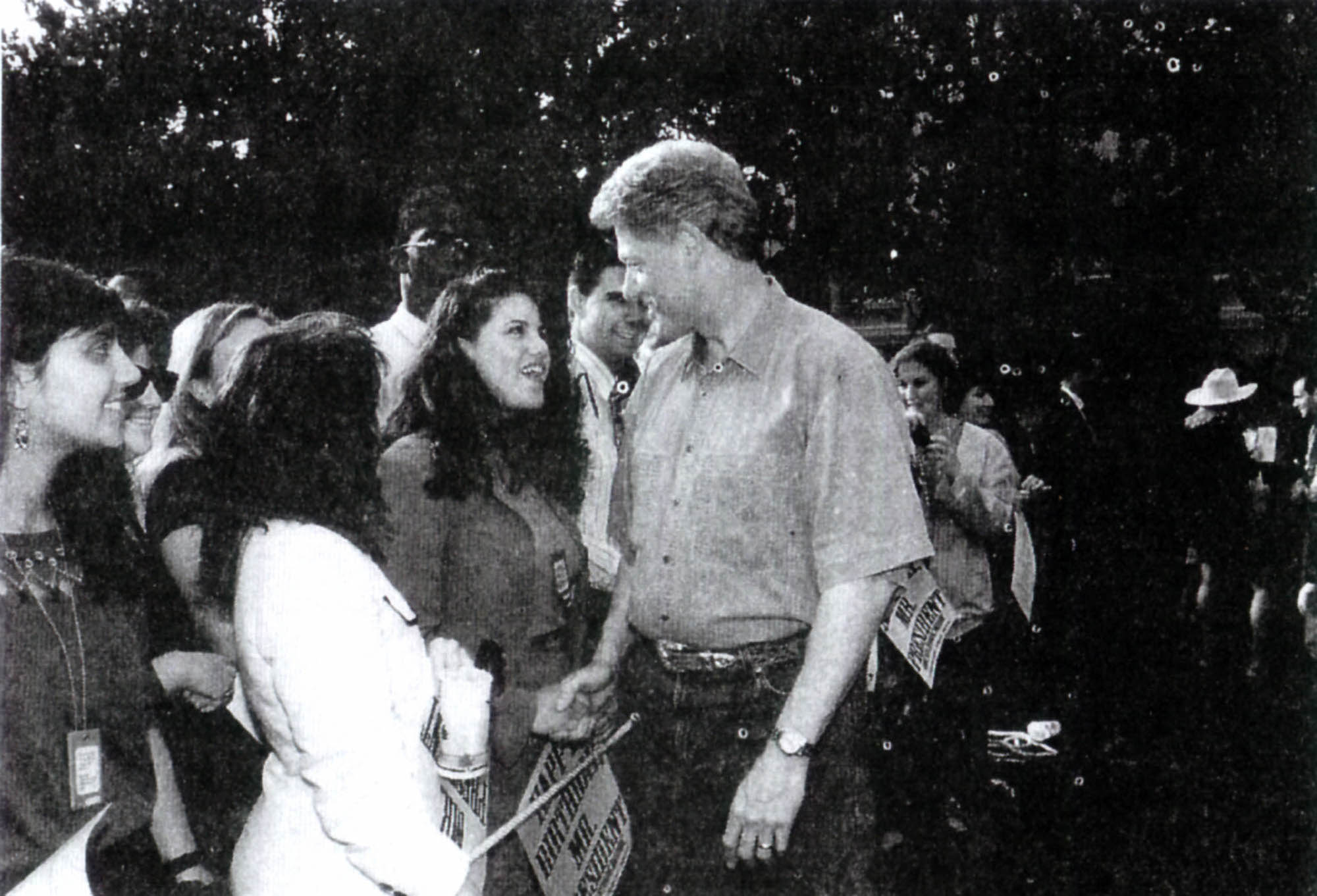 Monica Lewinsky meeting Bill Clinton at a White House function