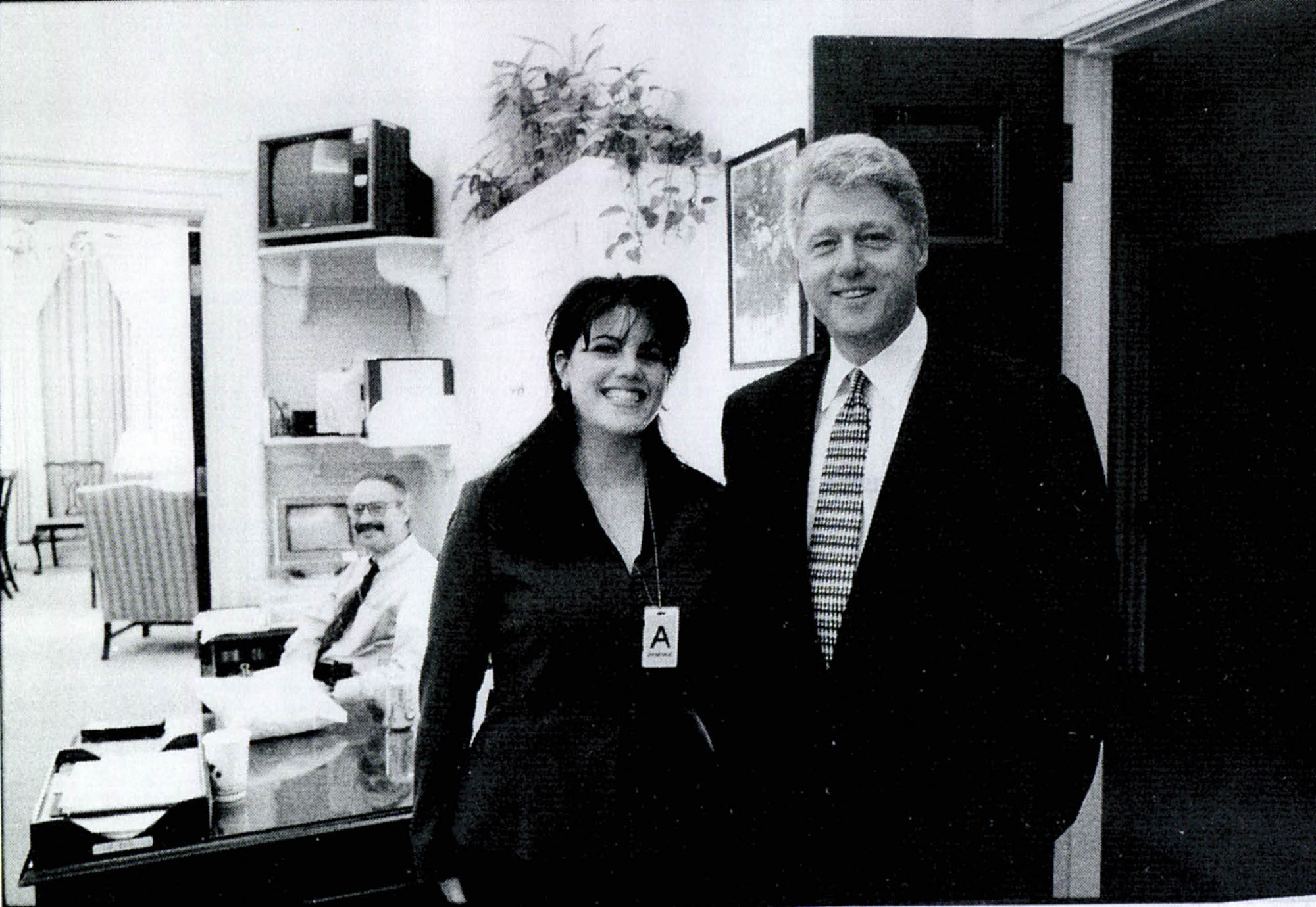 Monica Lewinsky meeting Bill Clinton at a White House function