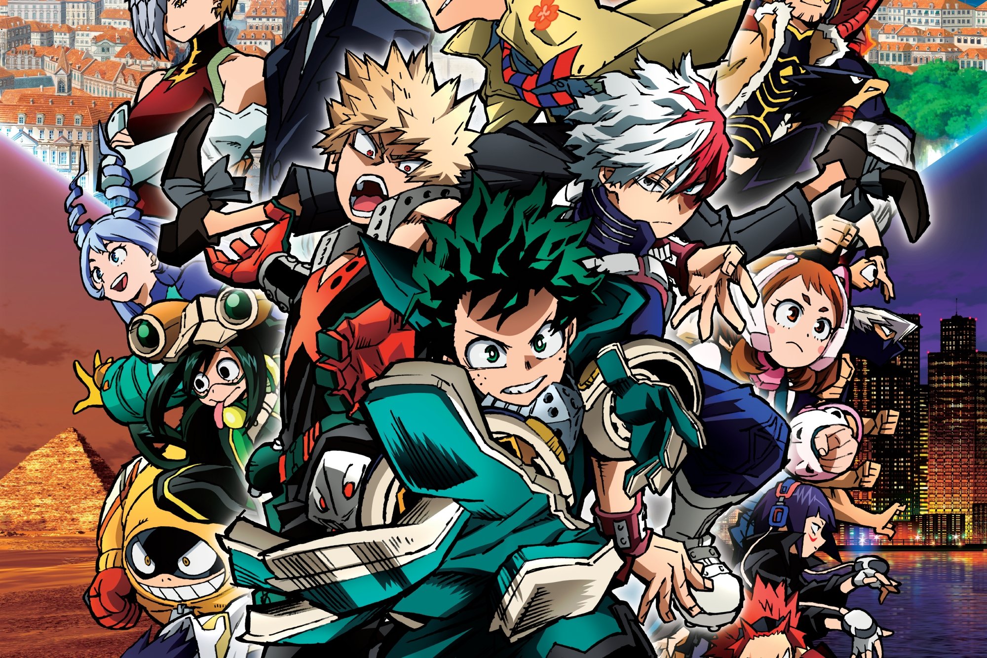 'My Hero Academia' Poster for 'My Hero Academia: World Heroes' Mission' heroes jumping into action with their quirks