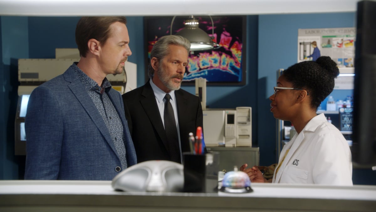 Sean Murray as NCIS Special Agent Timothy McGee, Gary Cole as FBI Special Agent Alden Parker, Diona Reasonover as Forensic Scientist Kasie Hines