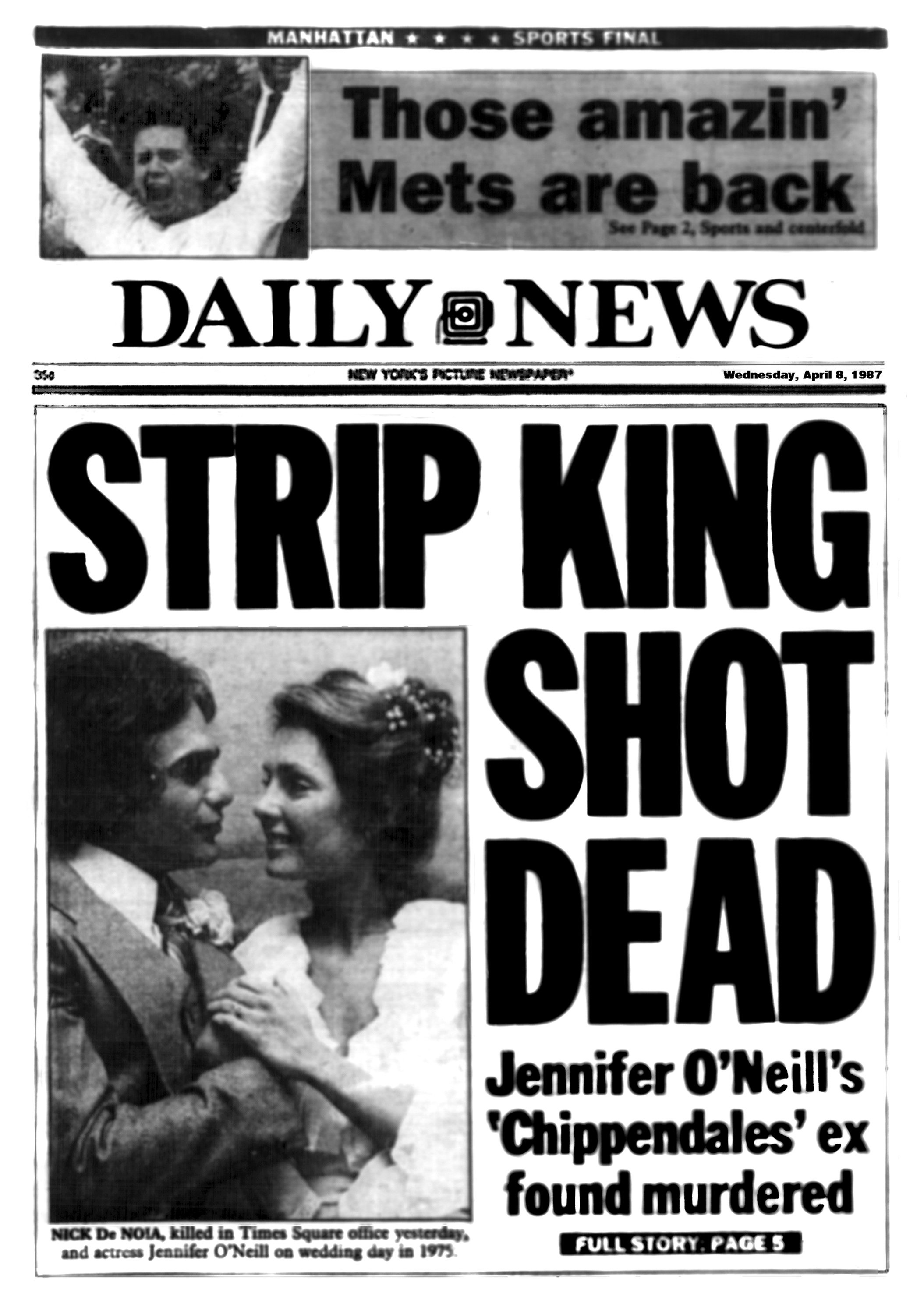 Front page of NY Daily News in 1987 with headline about Nick DeNoia murder