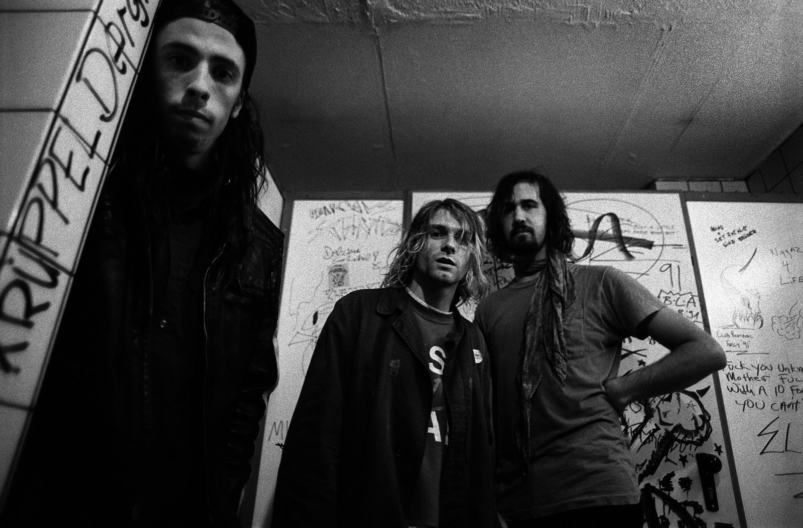 Nirvana in 1991 with Dave Grohl, Kurt Cobain, and Krist Novoselic