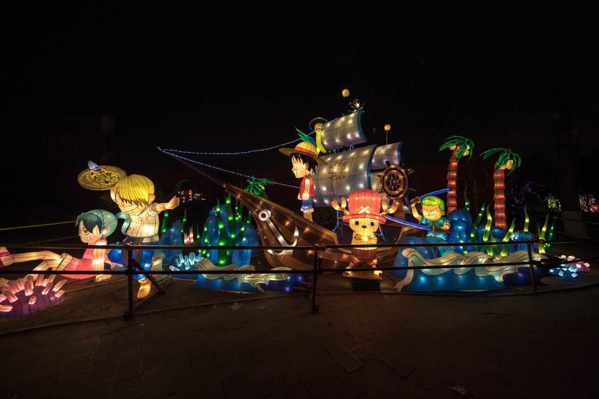 A light display of the 'One Piece' anime at the at Kaifeng lantern show