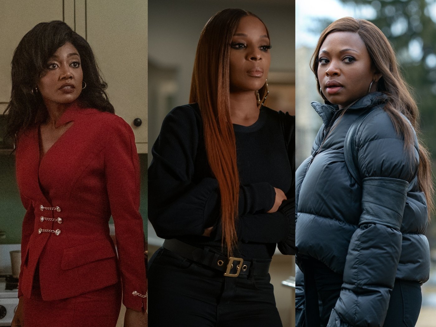 'Power' actors Patina Miller as Raq, Mary J. Blige as Monet, Naturi Naughton as Tasha