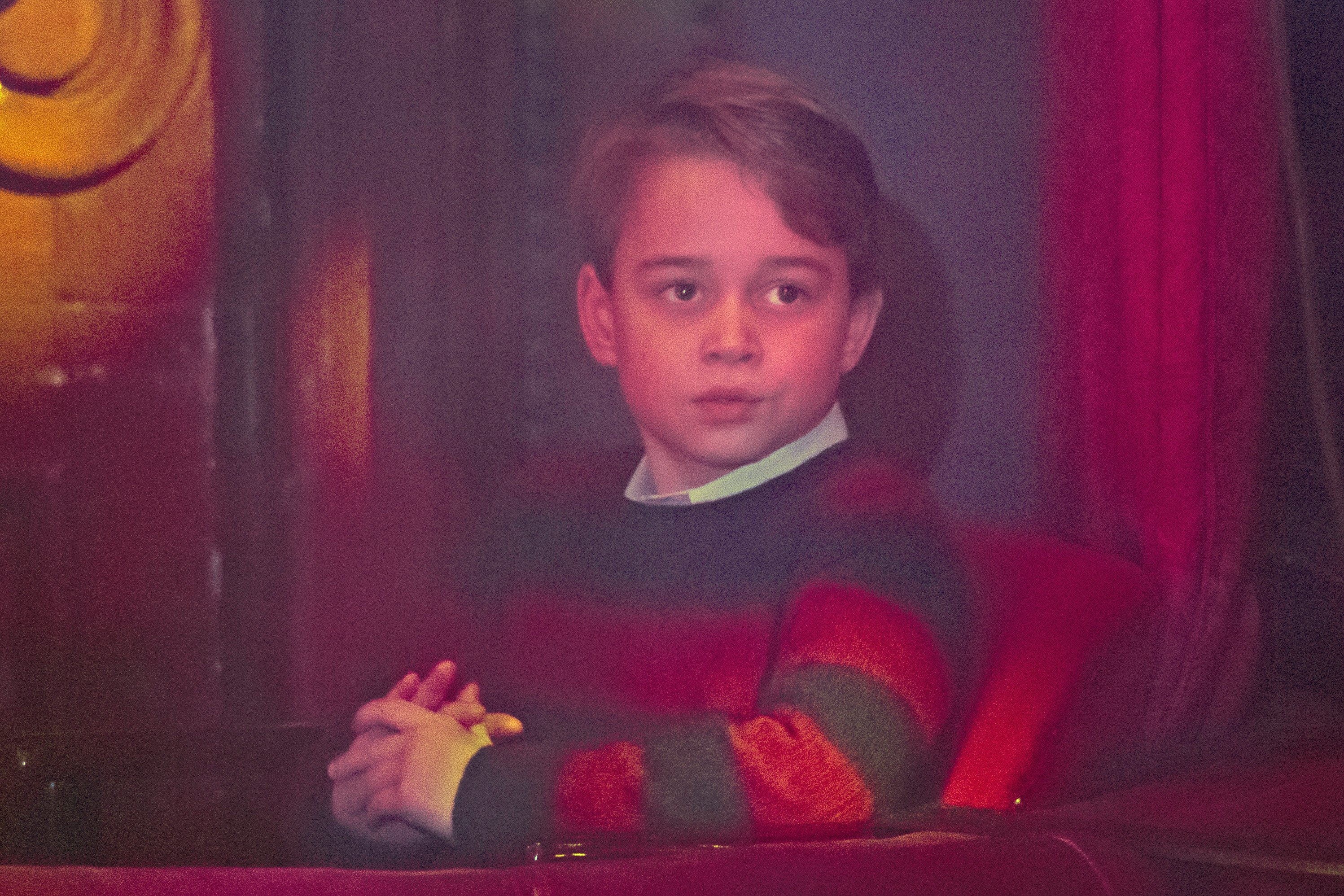 Prince George attends a special pantomime performance at London's Palladium Theatre
