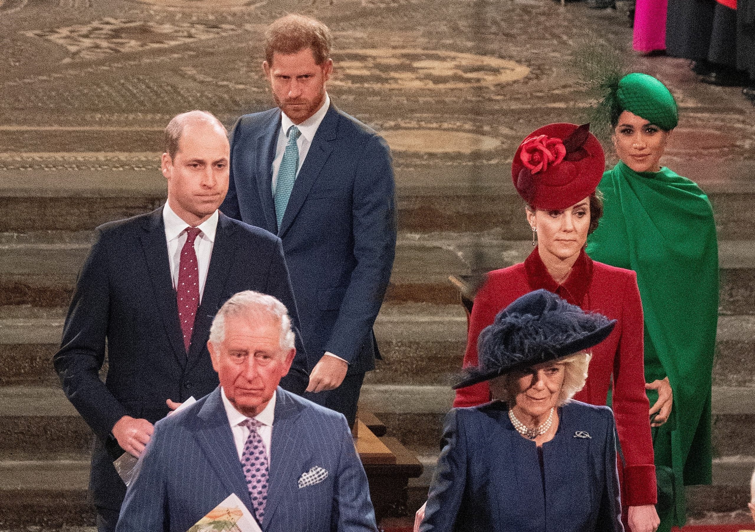 Prince William, Kate Middleton, Prince Harry, and Meghan Markle attending Commonwealth Day Service