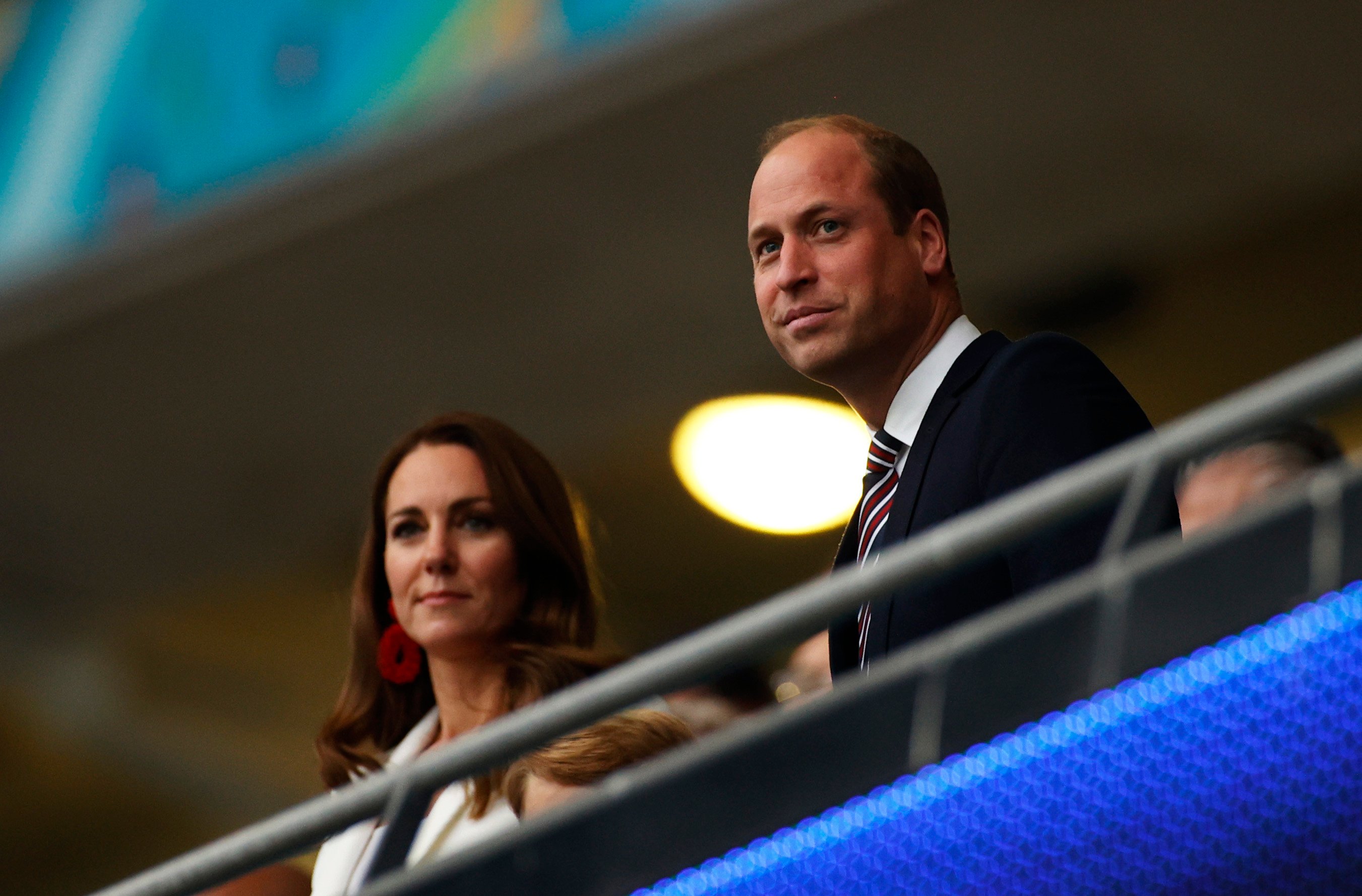 Prince William and Kate Middleton looking on before UEFA Euro 2020 Championship Final on July 11, 2021