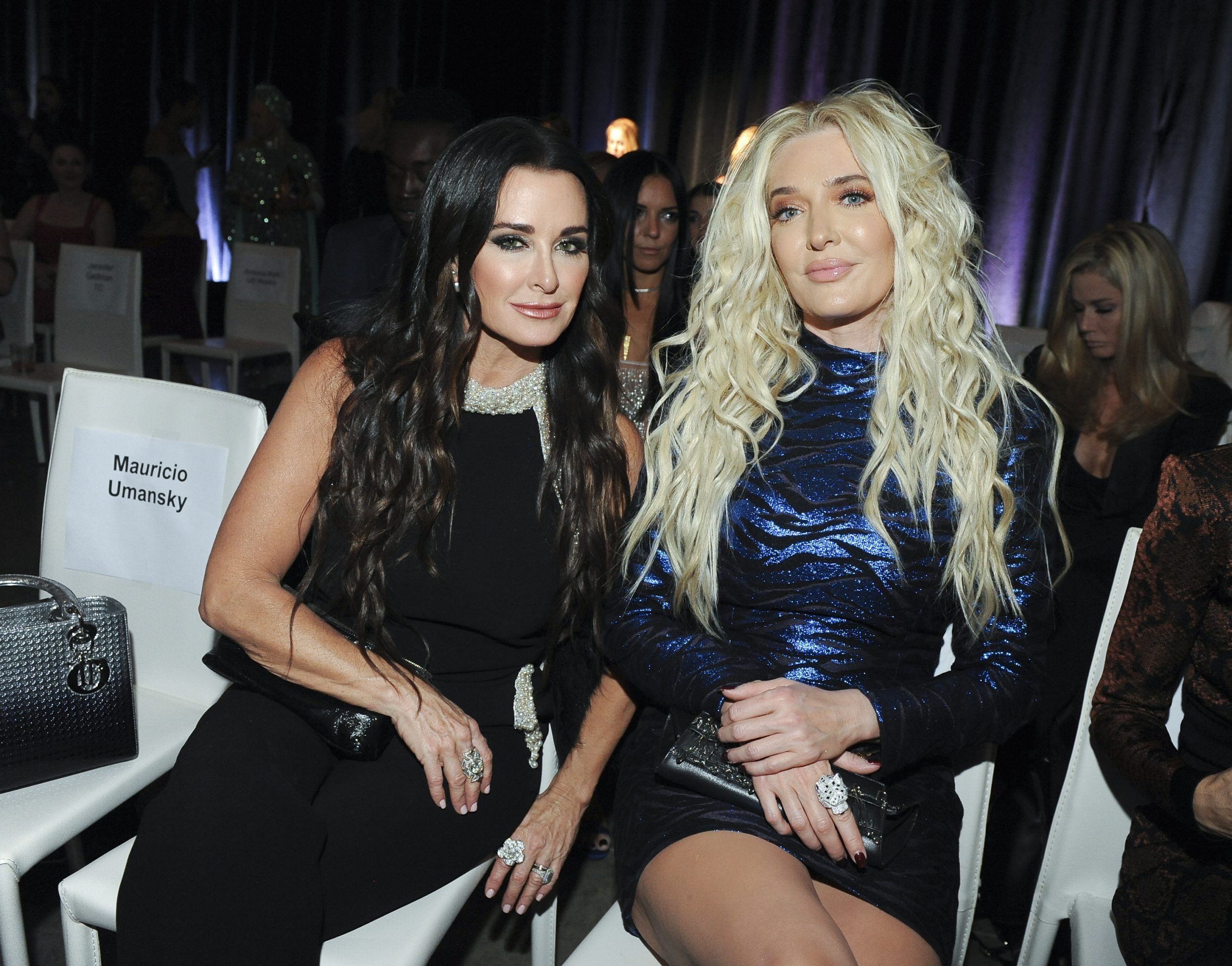 'RHOBH' castmates Kyle Richards and Erika Jayne Girardi smiling for the camera while wearing dresses.