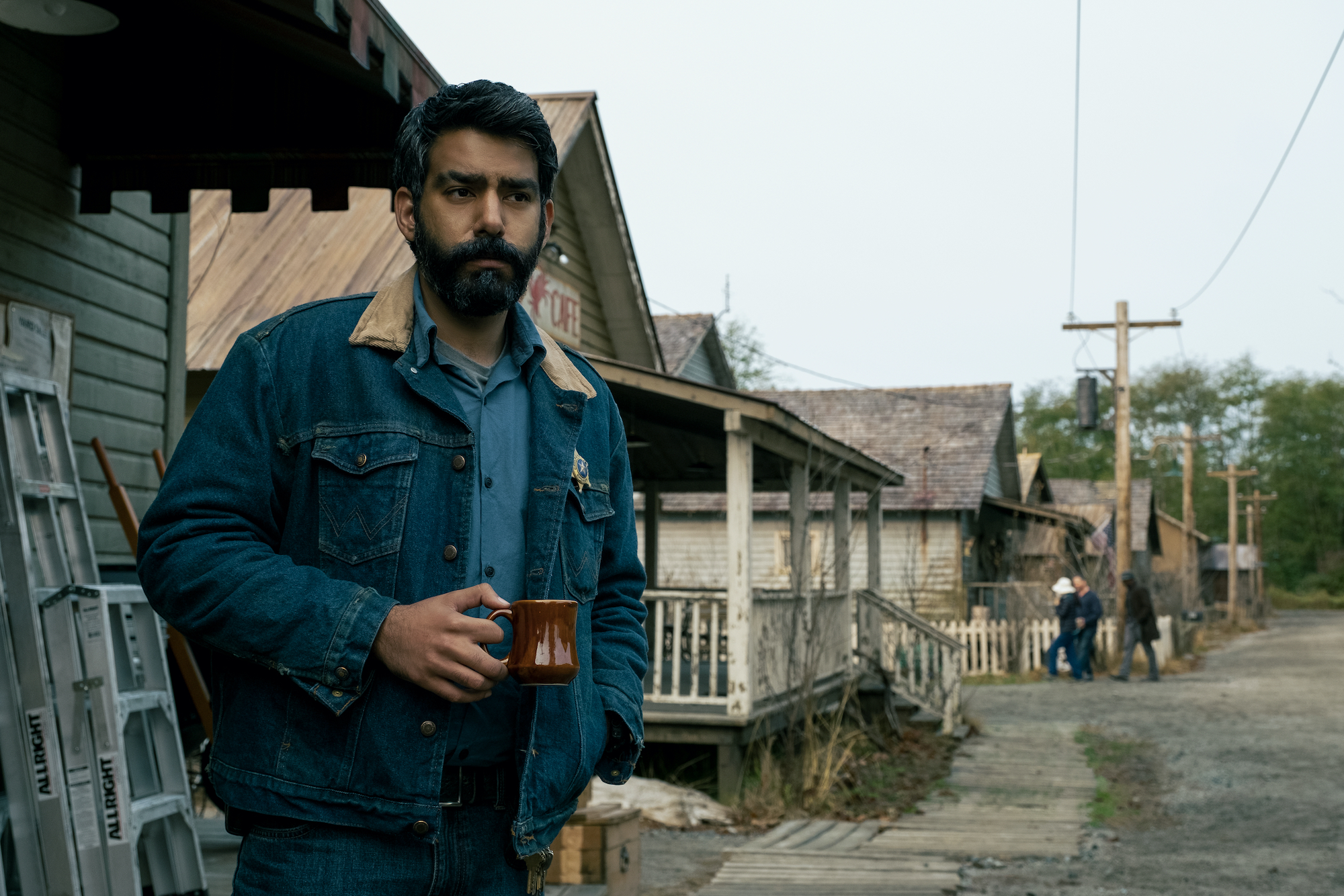 Rahul Kohli as Sheriff Hassan looking out over the town of Crockett Island in 'Midnight Mass'