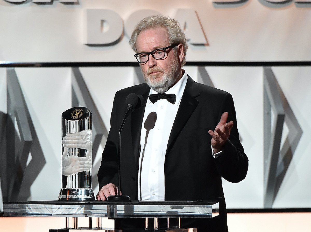 Director Sir Ridley Scott accepts the Lifetime Achievement in Feature Film Direction Award on stage during the 69th Annual Directors Guild of America Awards at The Beverly Hilton Hotel on February 4, 2017.