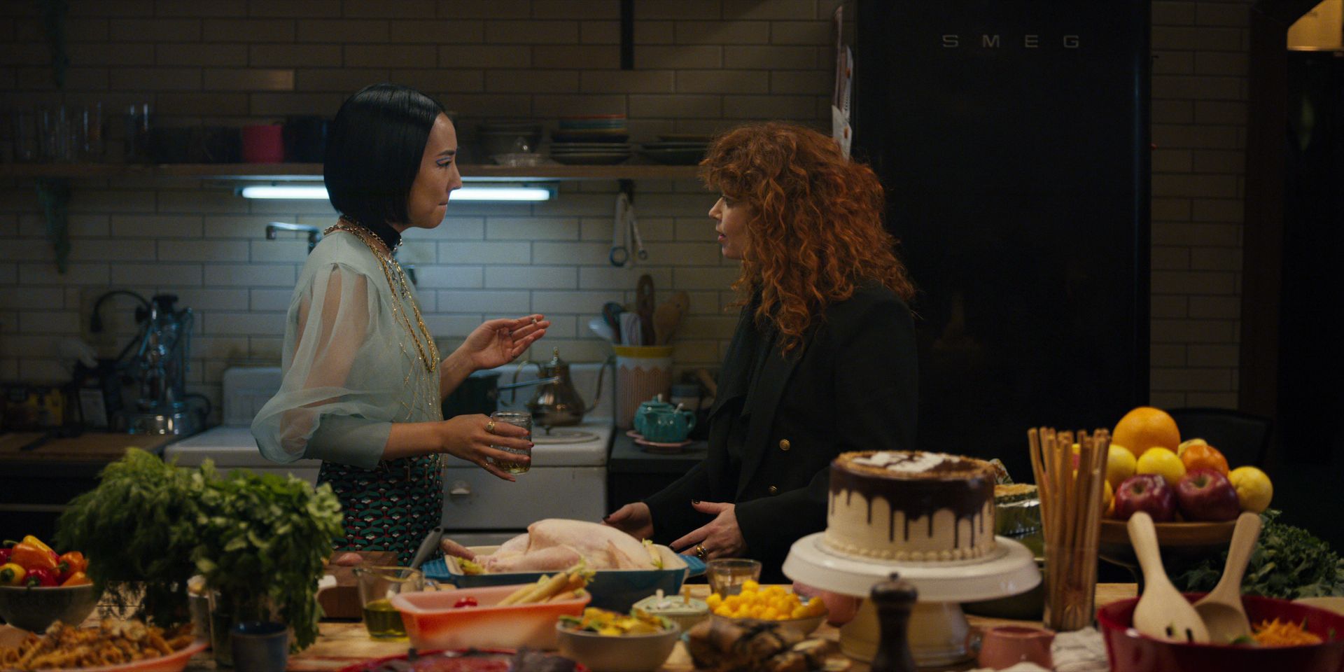 Russian Doll stars Greta Lee and Natasha Lyonne talk in the kitchen