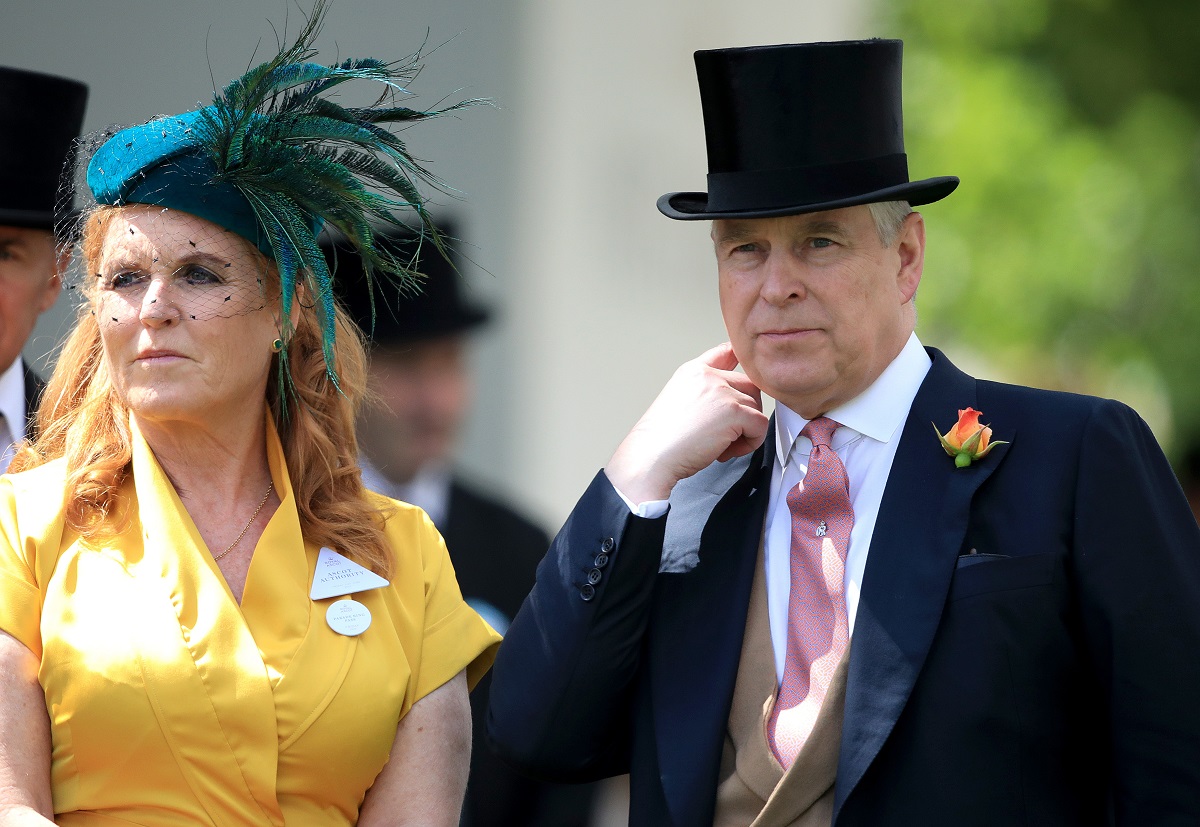 Sarah Ferguson and Prince Andrew photographed standing next to each other during  Royal Ascot 