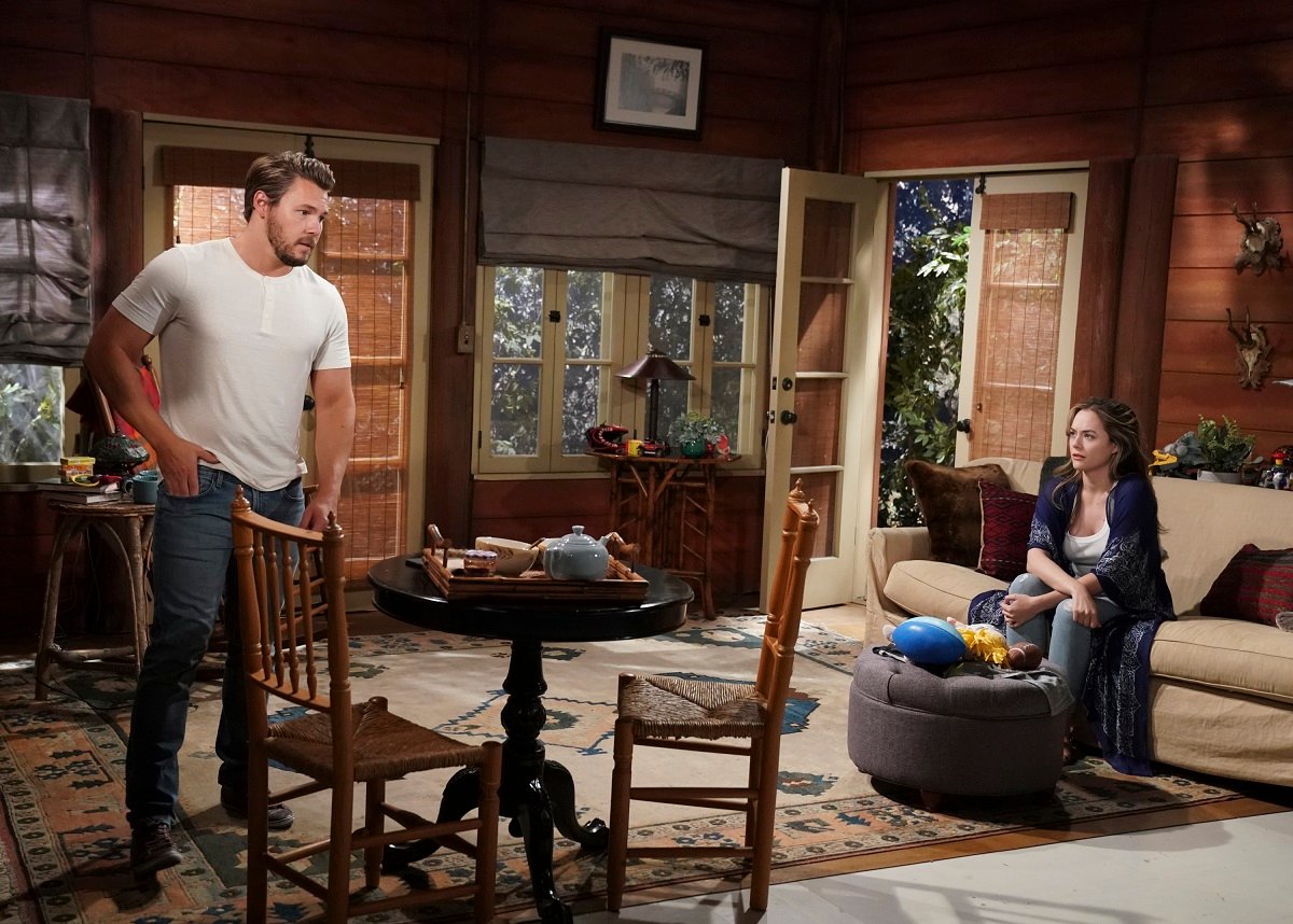 'The Bold and the Beautiful' actors Scott Clifton and Annika Noelle as Liam Spencer and Hope Logan in a scene from the soap opera.