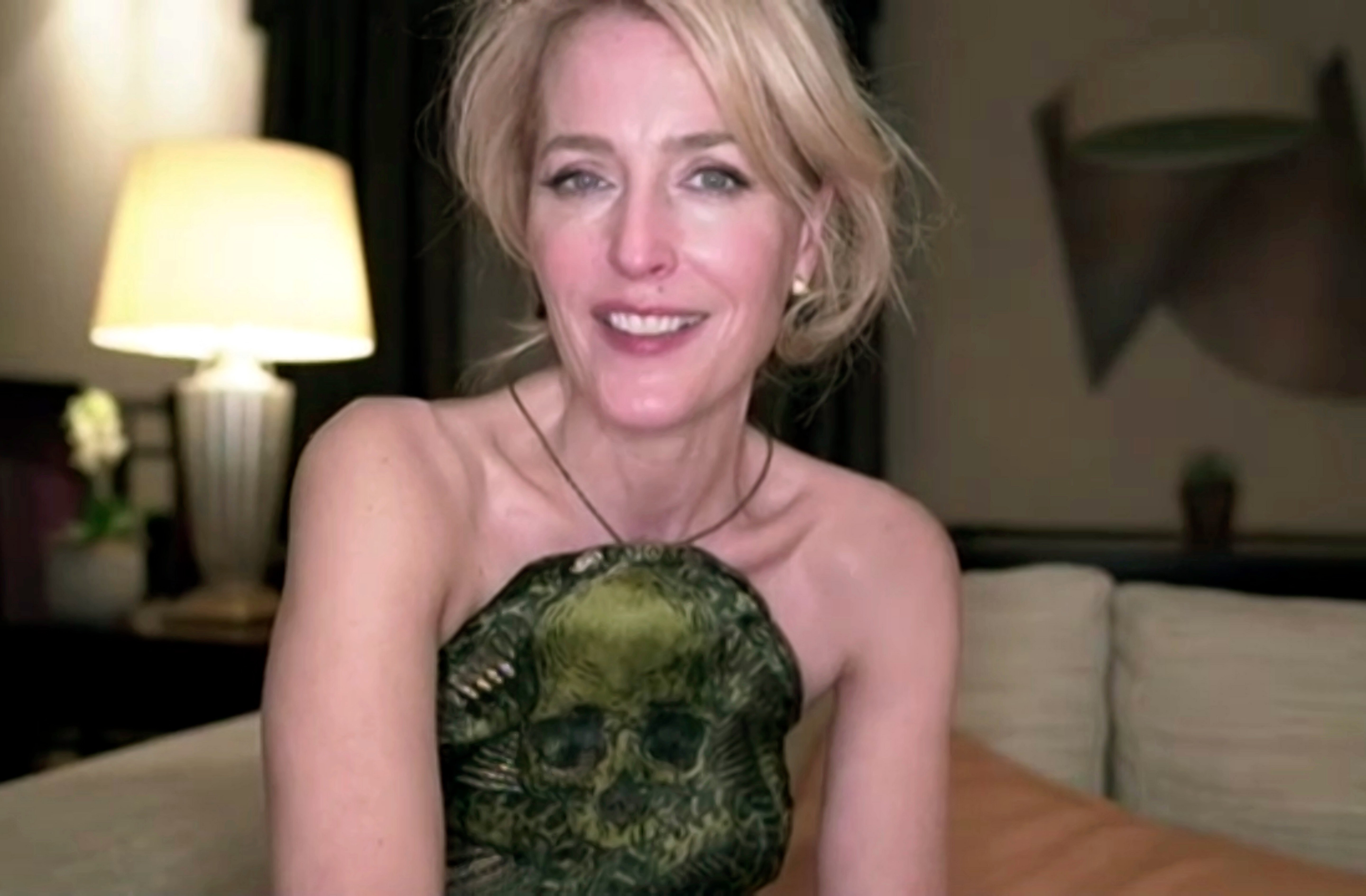 Screengrab of Gillian Anderson during the 78th Annual Golden Globes