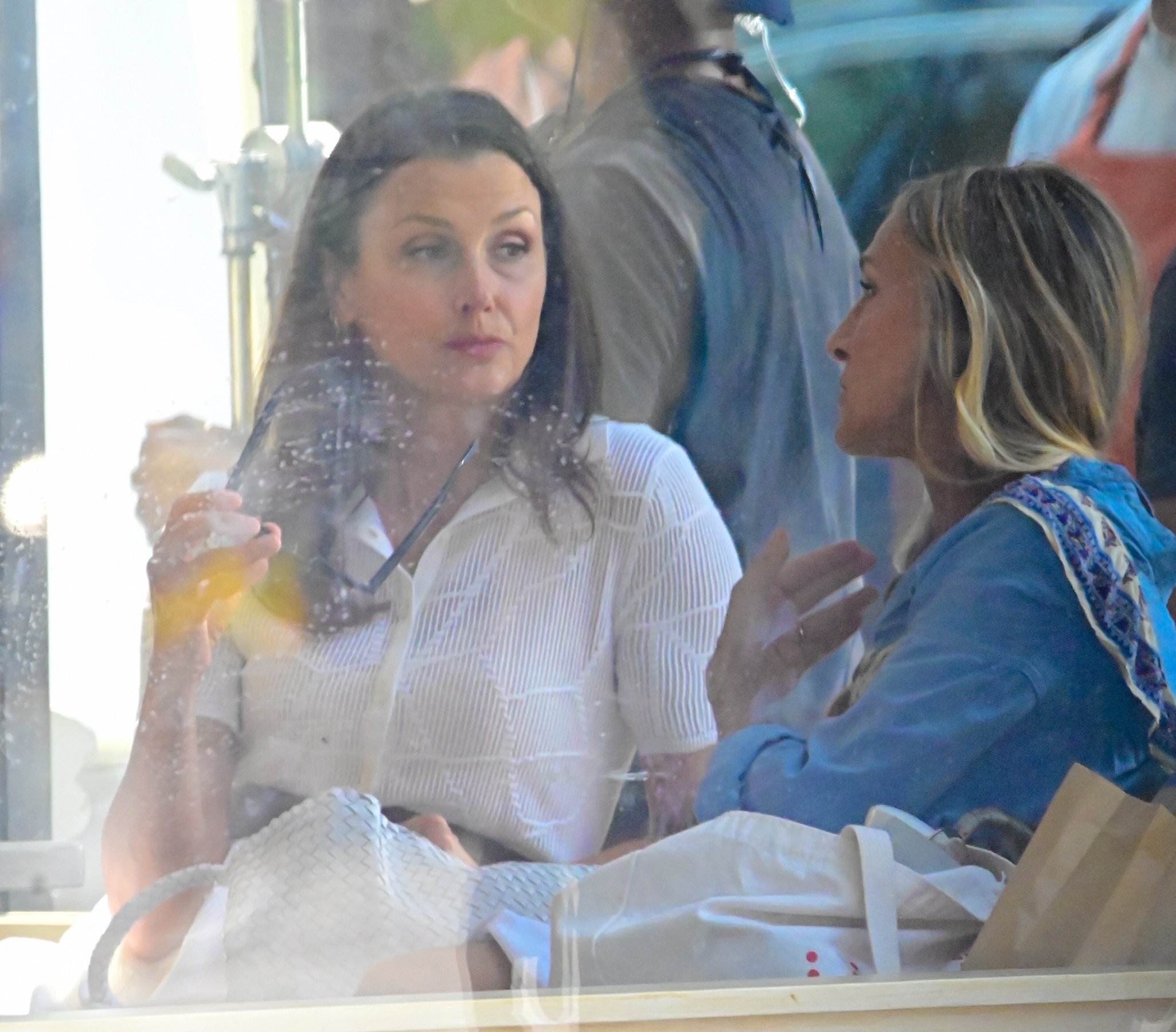 Bridget Moynahan and Sarah Jessica Parker are scene on the set of 'And Just Like That...' the 'Sex and the City' reboot