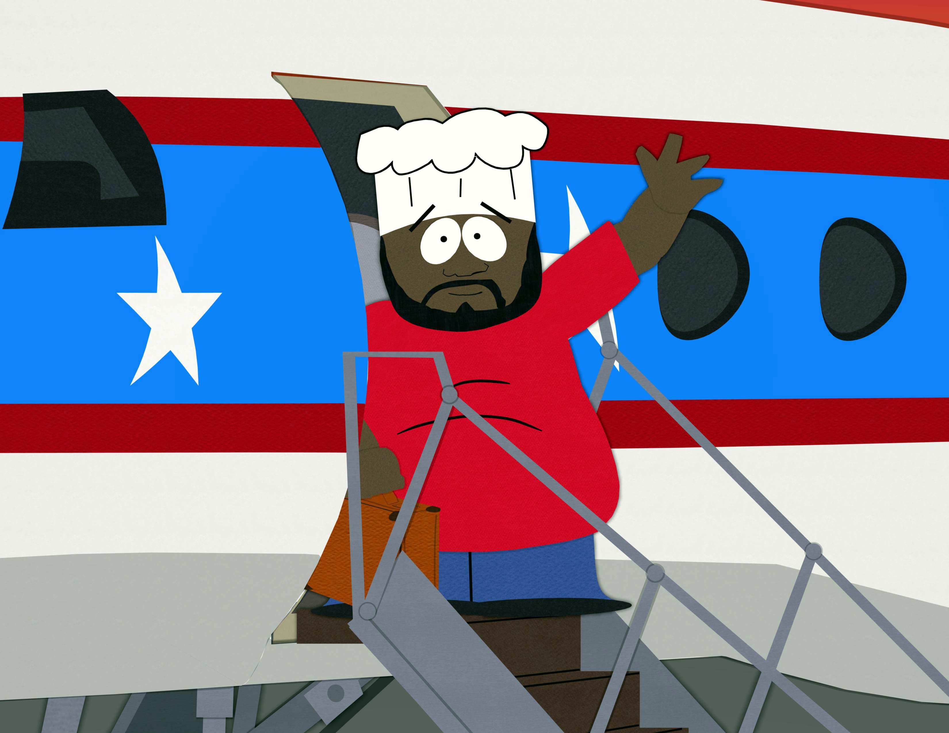 South Park: Chef waves from an airplane