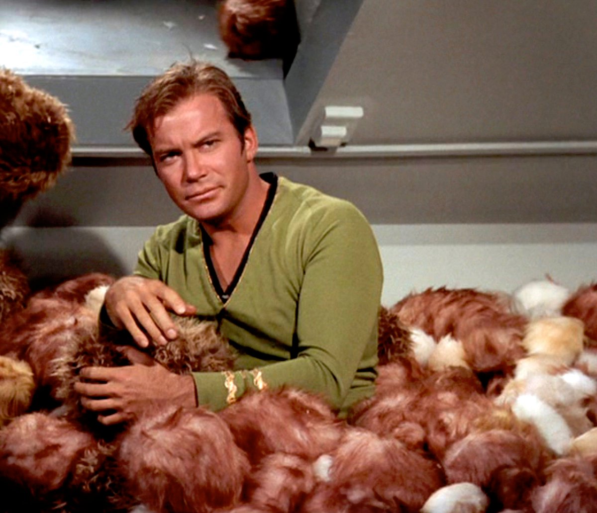 William Shatner as James Kirk in the 'Star Trek' episode 'The Trouble With Tribbles'