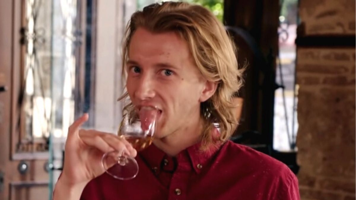 Steven Johnston drinking wine with his tongue on '90 Day Fiancé: The Other Way' Season 3