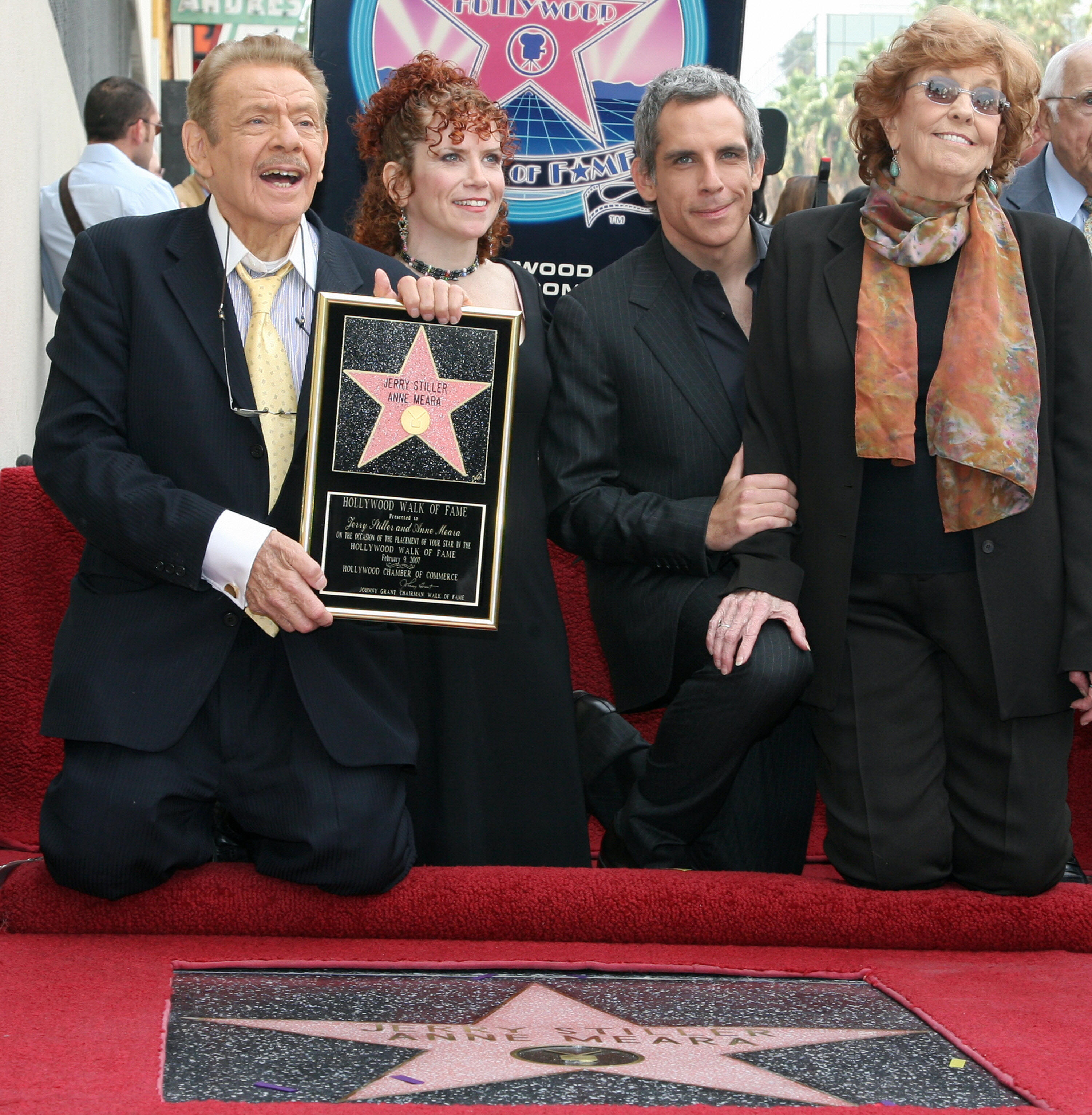 The Stiller family poses for a picture after Jerry Stiller and Anne Meara were honored with a star on the Hollywood Walk of Fame