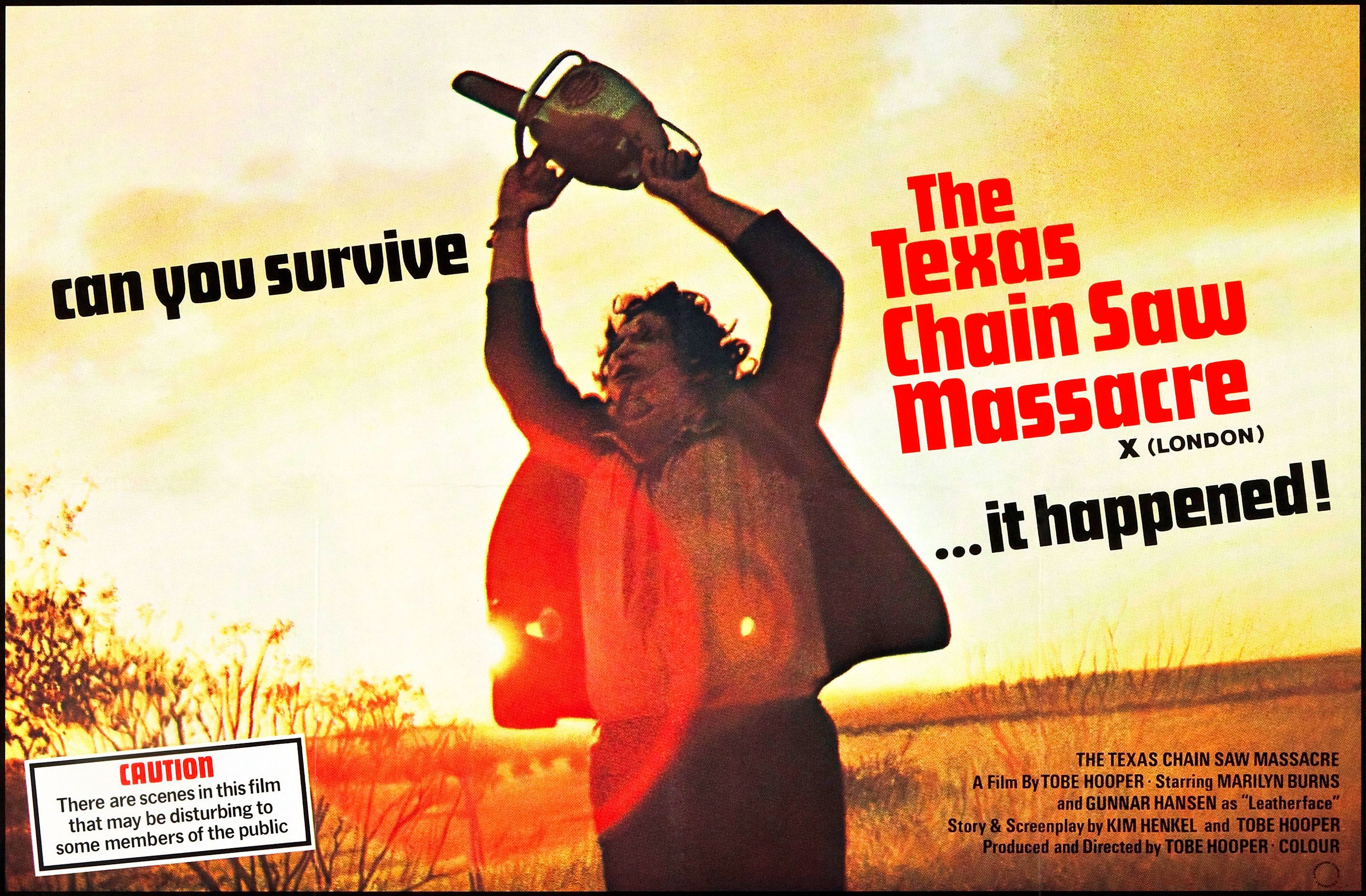 Leatherface running in Texas Chainsaw Massacre poster
