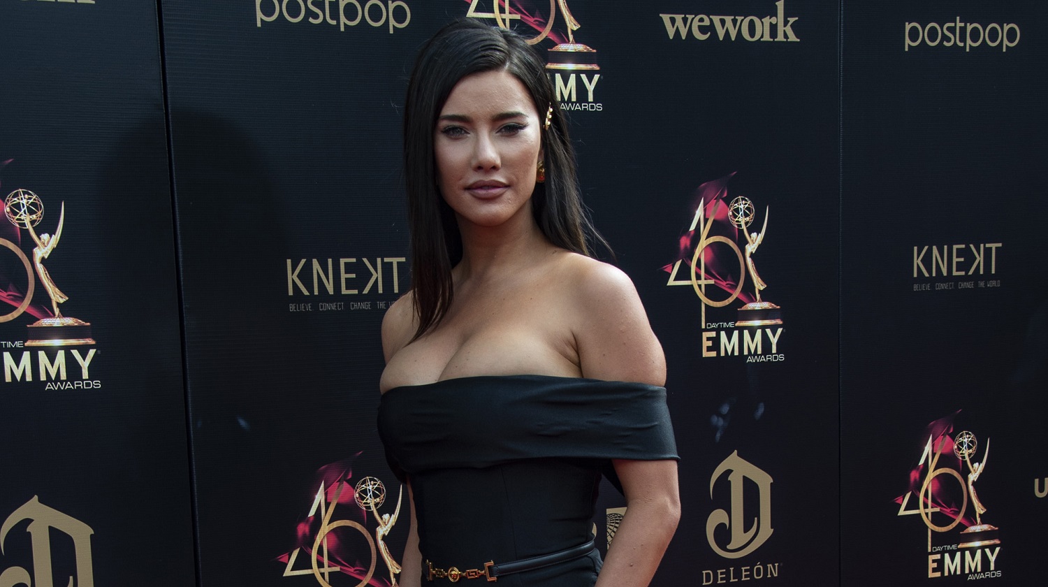 The Bold and the Beautiful speculation focuses on Jacqueline MacInnes Wood's character of Steffy Forrester, pictured here in a black dress against a black background