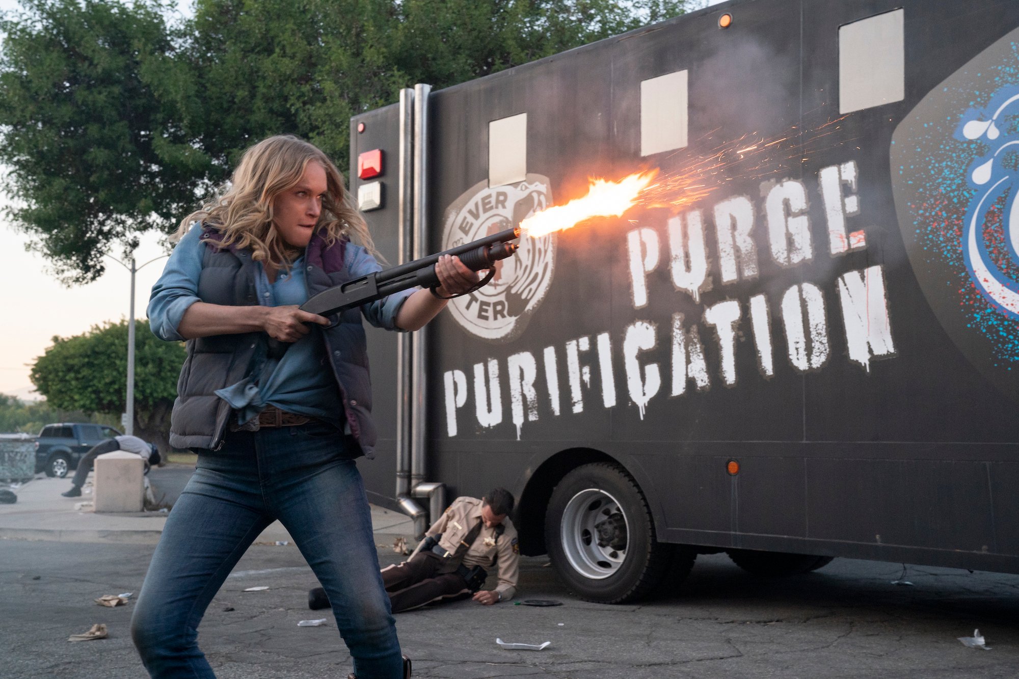 The Forever Purge: Leven Rambin fires a shotgun