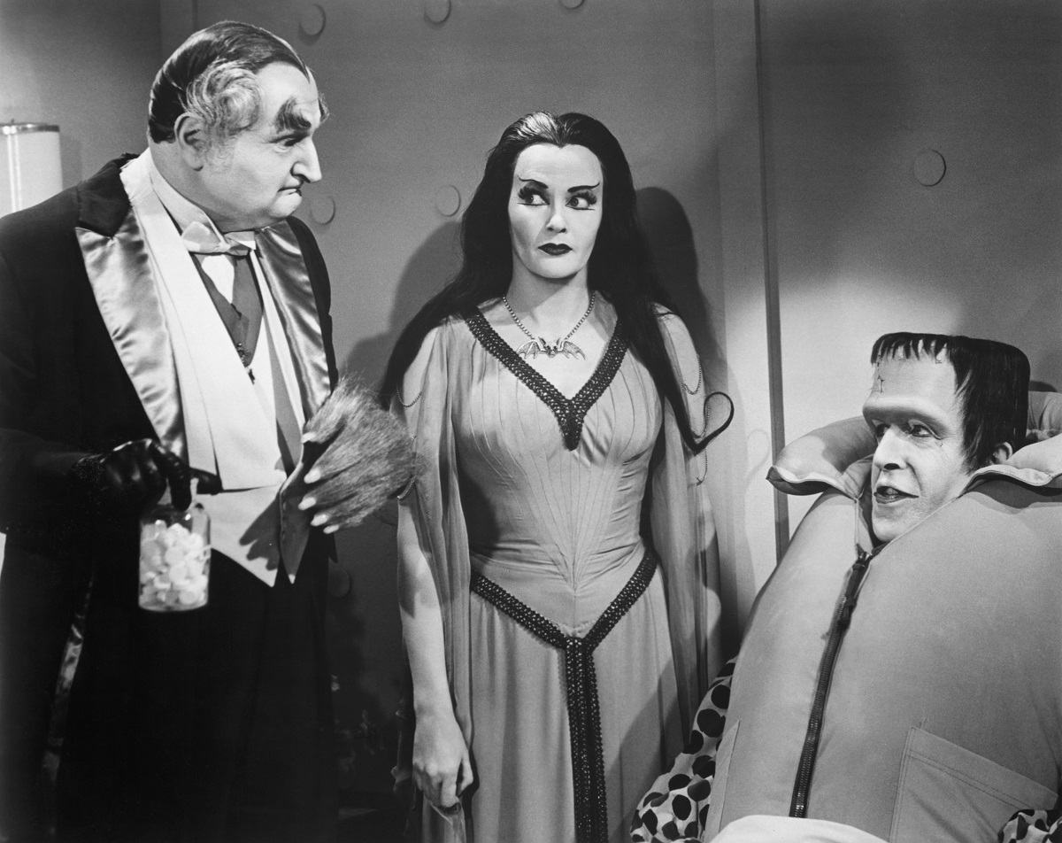 'The Munsters' stars Al Lewis, Yvonne De Carlo, and Fred Gwynne in a scene from the series.