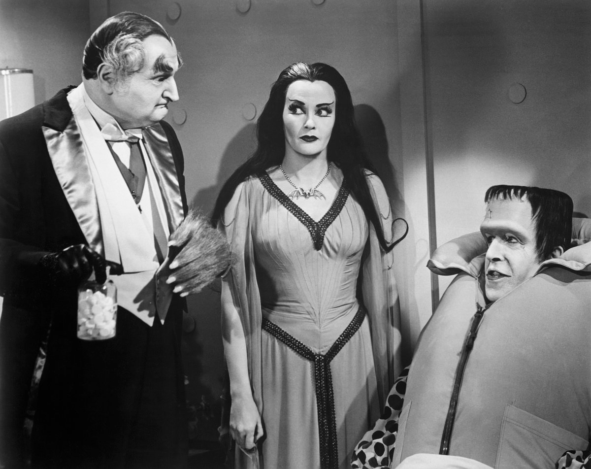 'The Munsters' stars Al Lewis, Yvonne De Carlo, and Fred Gwynne in a scene from the series.