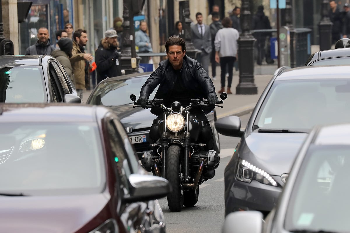 Tom Cruise on a bike for 'Mission: Impossible'