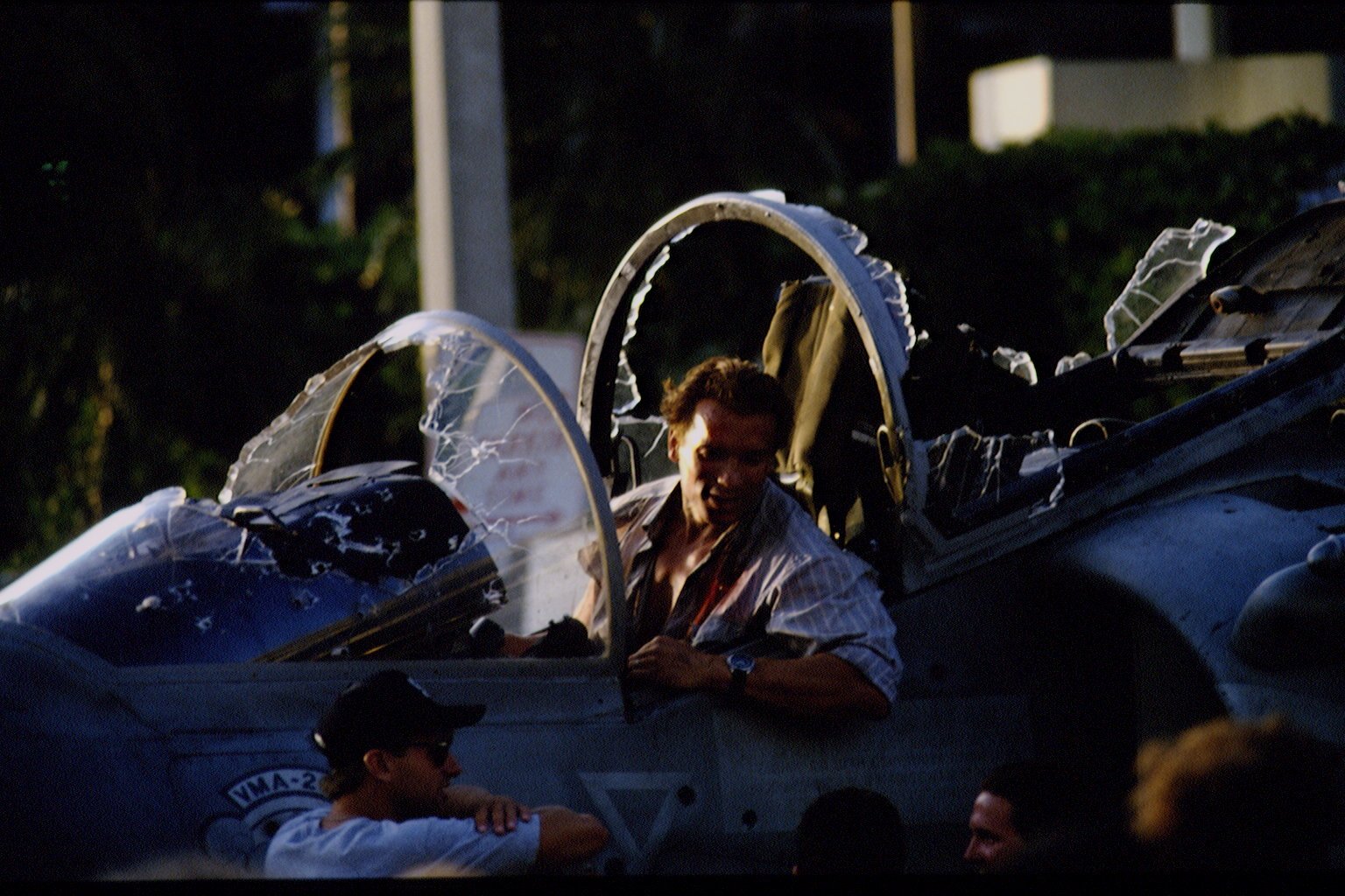 True Lies: Arnold Schwarzenegger sits in a Harrier cockpit