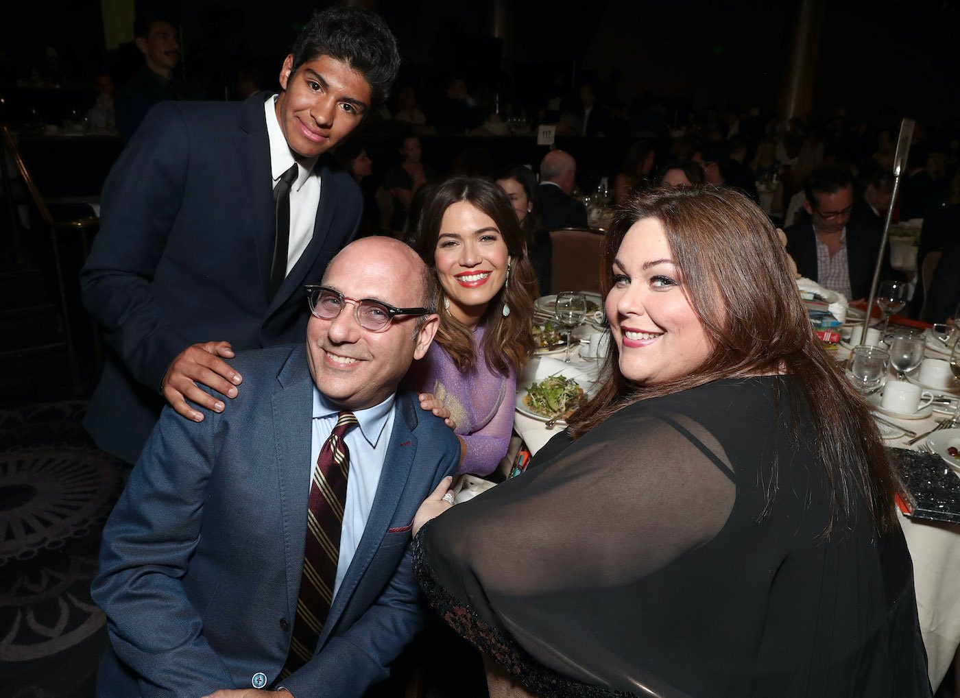 Nathen Garson, Willie Garson, Mandy Moore, and Chrissy Metz attend the Alliance For Children's Rights gala