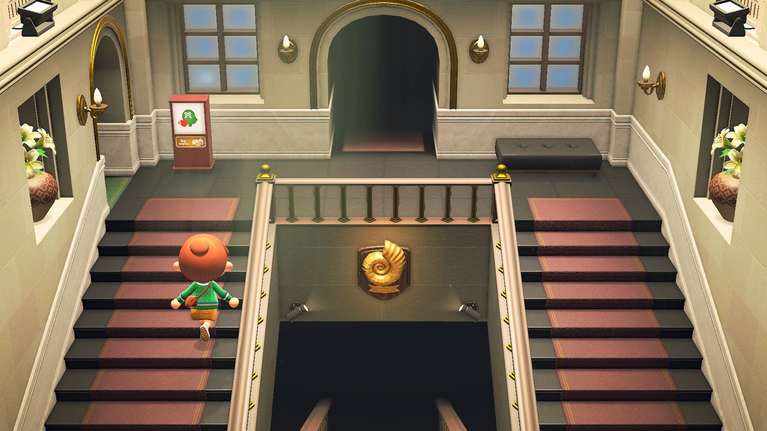 Animal Crossing: New Horizons Brewster update; player climbs Museum steps to visit The Roost