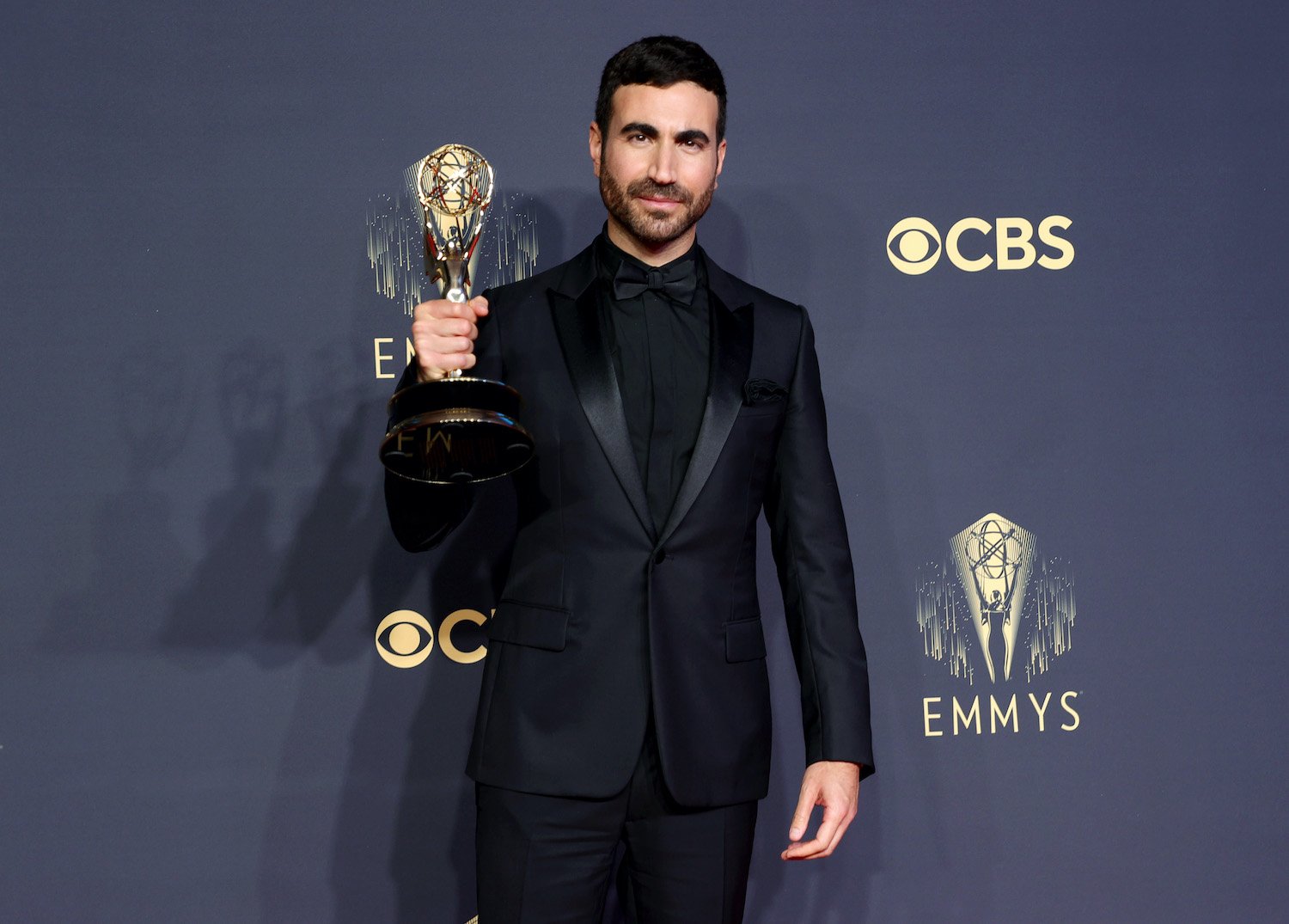 Brett Goldstein holds his Emmy for Outstanding Supporting Actor in a Comedy Series for 'Ted Lasso' in the press room at the 2021 Emmys