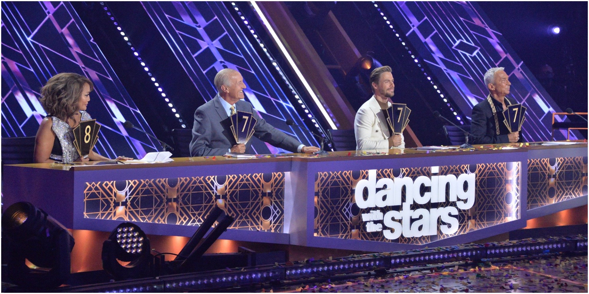 carrie ann inaba, len goodman, derek hough and bruno tonioli judge dancing with the stars.