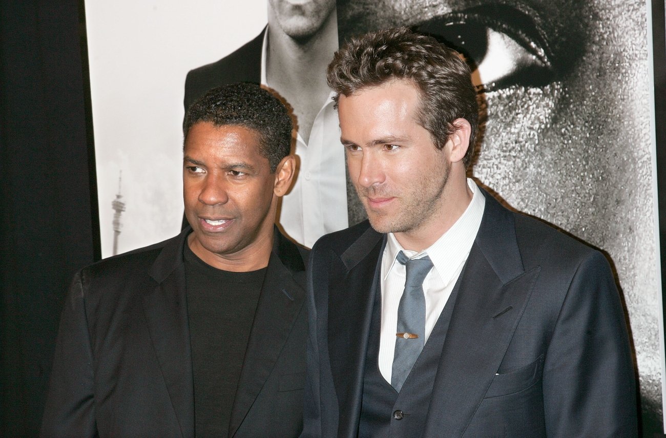 Denzel Washington and Ryan Reynolds attend the ‘Safe House’ premiere, 2012