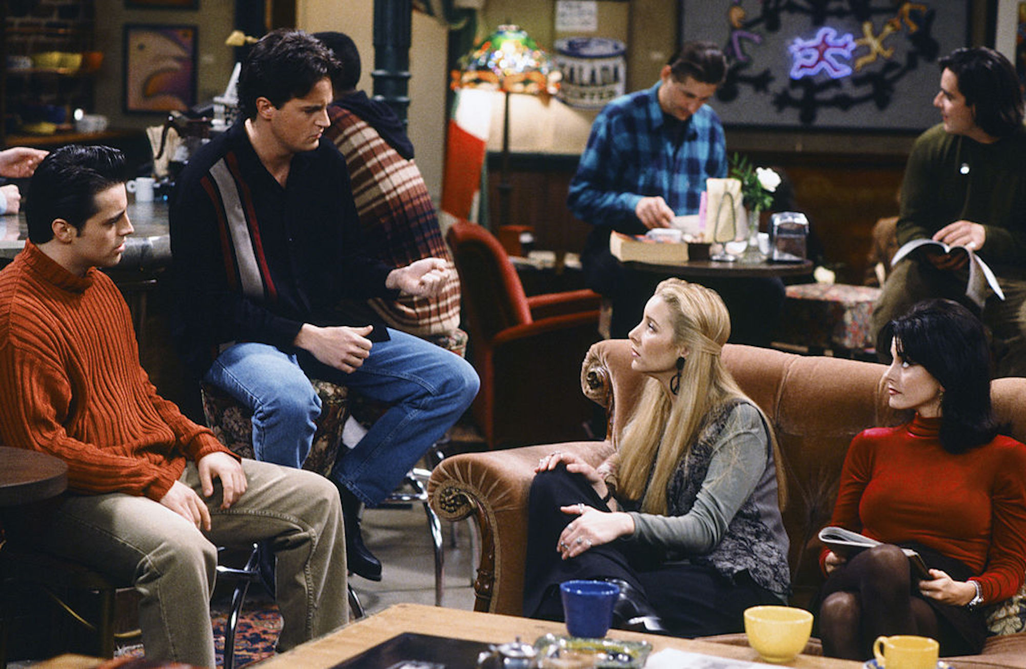 Matt LeBlanc as Joey Tribbiani, Matthew Perry as Chandler Bing, Lisa Kudrow as Phoebe Buffay, Courteney Cox as Monica Geller