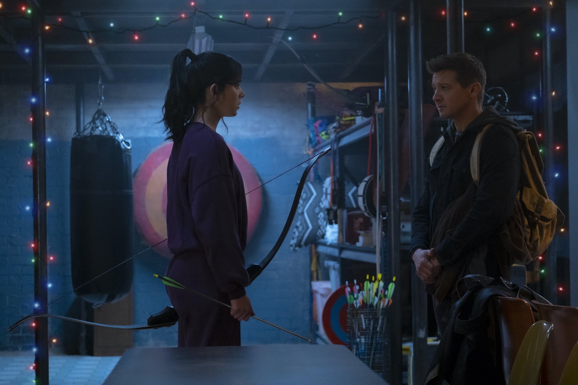 Hailee Steinfeld as Kate Bishop and Jeremy Renner as Clint Barton in the new Disney+ series 'Hawkeye'