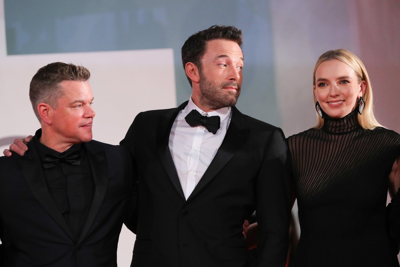 Matt Damon, Ben Affleck, and Jodie Comer at red carpet event for 'The Last Duel'